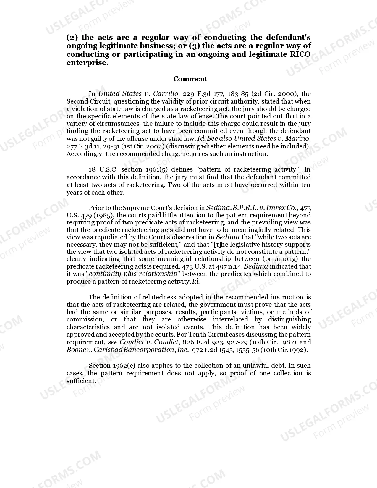 Preview 2.75.4 RACKETEER INFLUENCED AND CORRUPT ORGANIZATIONS ACT-"SECTION B" (Third Element-Engaging in a Pattern ofRacketeering Activity)