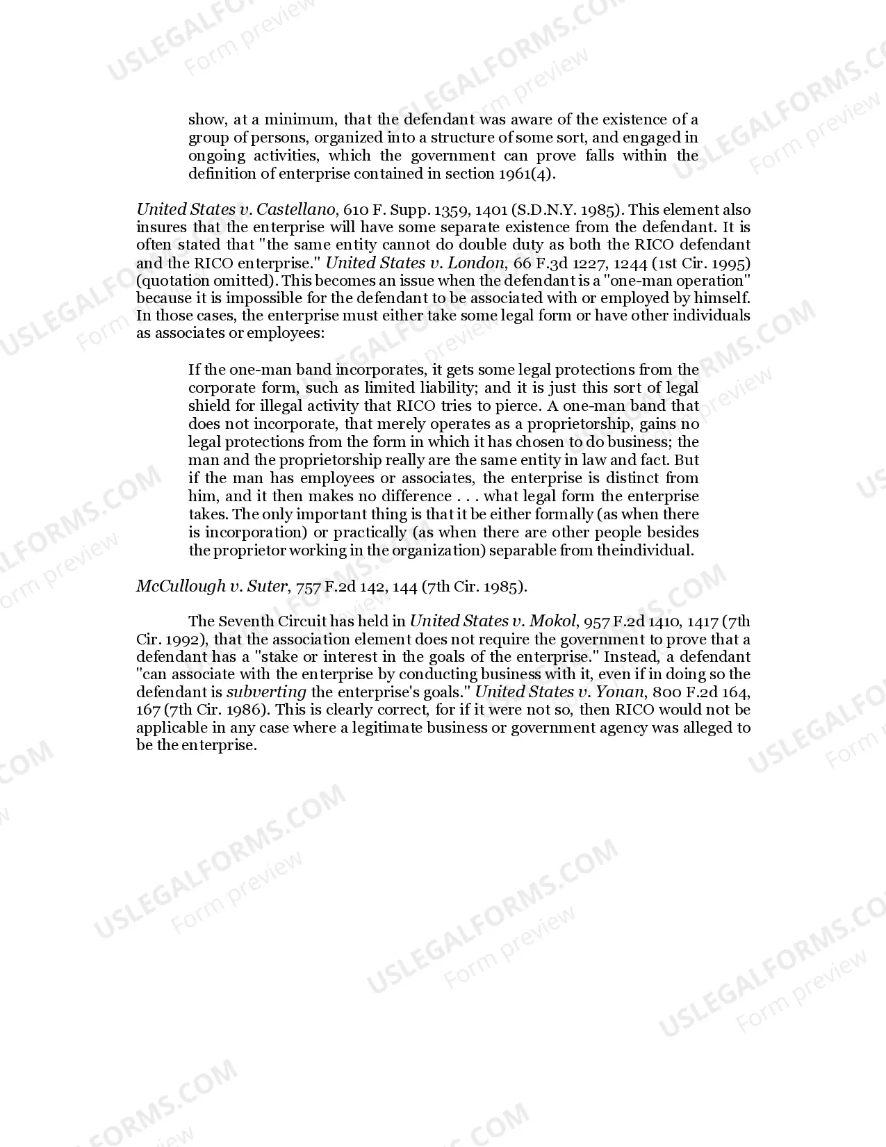 Preview 2.76.4 RACKETEER INFLUENCED AND CORRUPT ORGANIZATIONS ACT-"SECTION C"(Third Element-Association with the Enterprise)