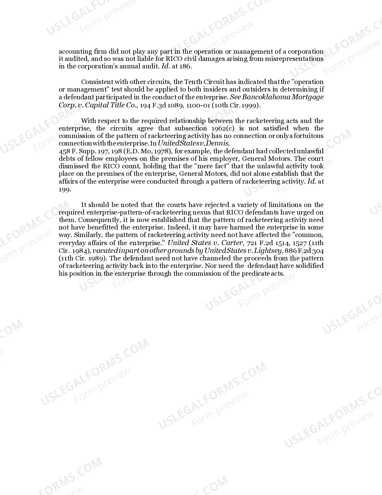 Preview 2.76.7 RACKETEER INFLUENCED AND CORRUPT ORGANIZATIONS ACT-"SECTION C"(Fifth Element-Conducting or Participating in the Enterprise Through the Pattern ofRacketeering Activity)