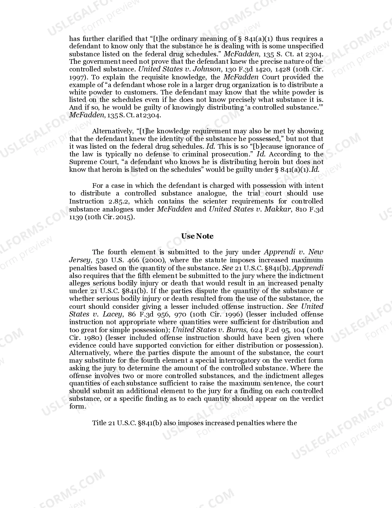 Preview 2.85 CONTROLLED SUBSTANCES-POSSESSION WITH INTENT TO DISTRIBUTE / 21 U.S.C. Sec. 841(a)(1)