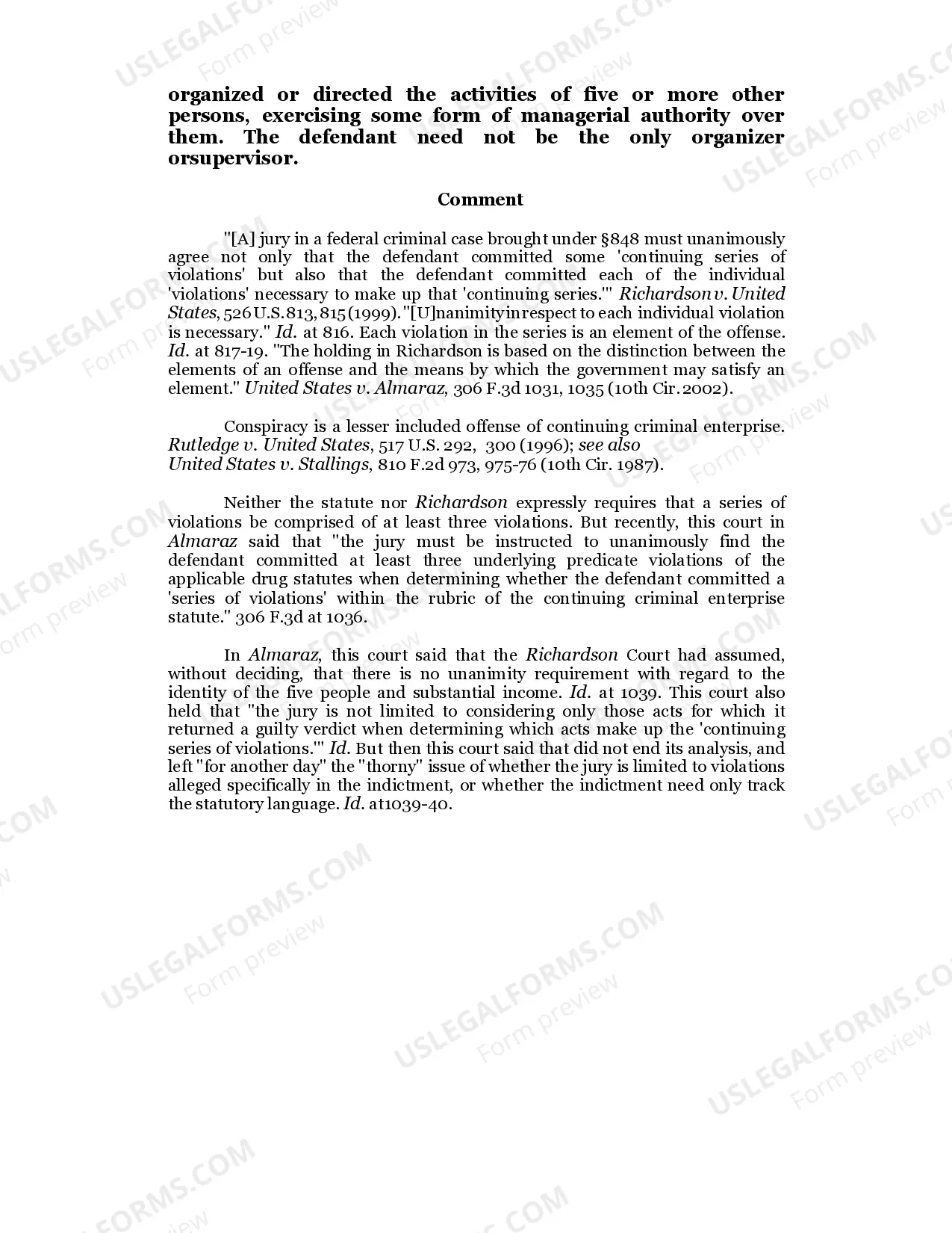 Preview 2.88 CONTINUING CRIMINAL ENTERPRISE /21 U.S.C. Sec. 848