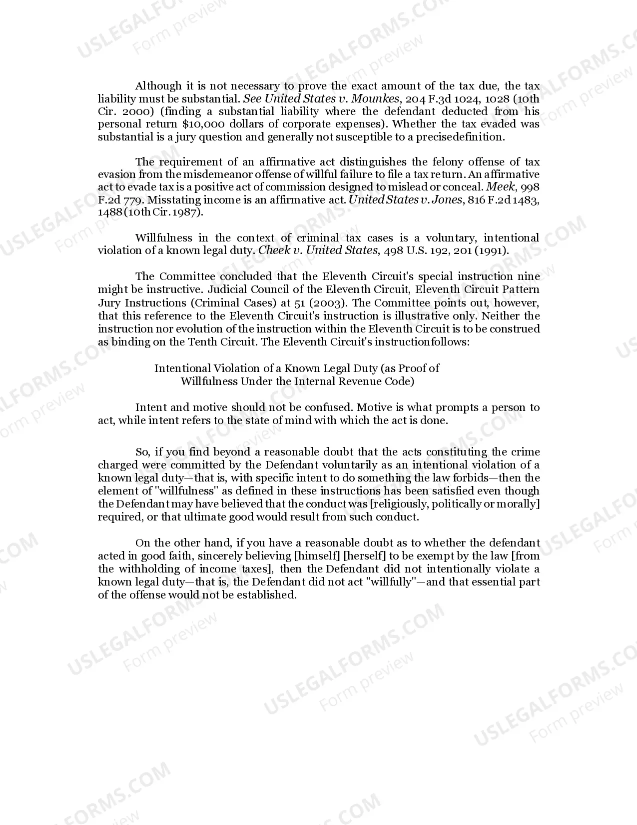 Preview TAX EVASION / 26 U.S.C. Sec. 7201