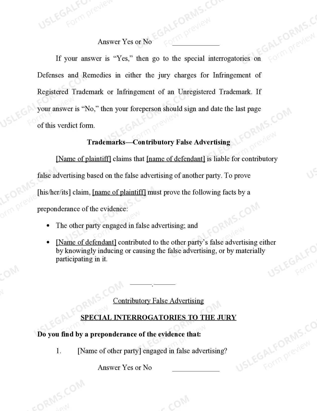 Preview Trademarks - False Advertising