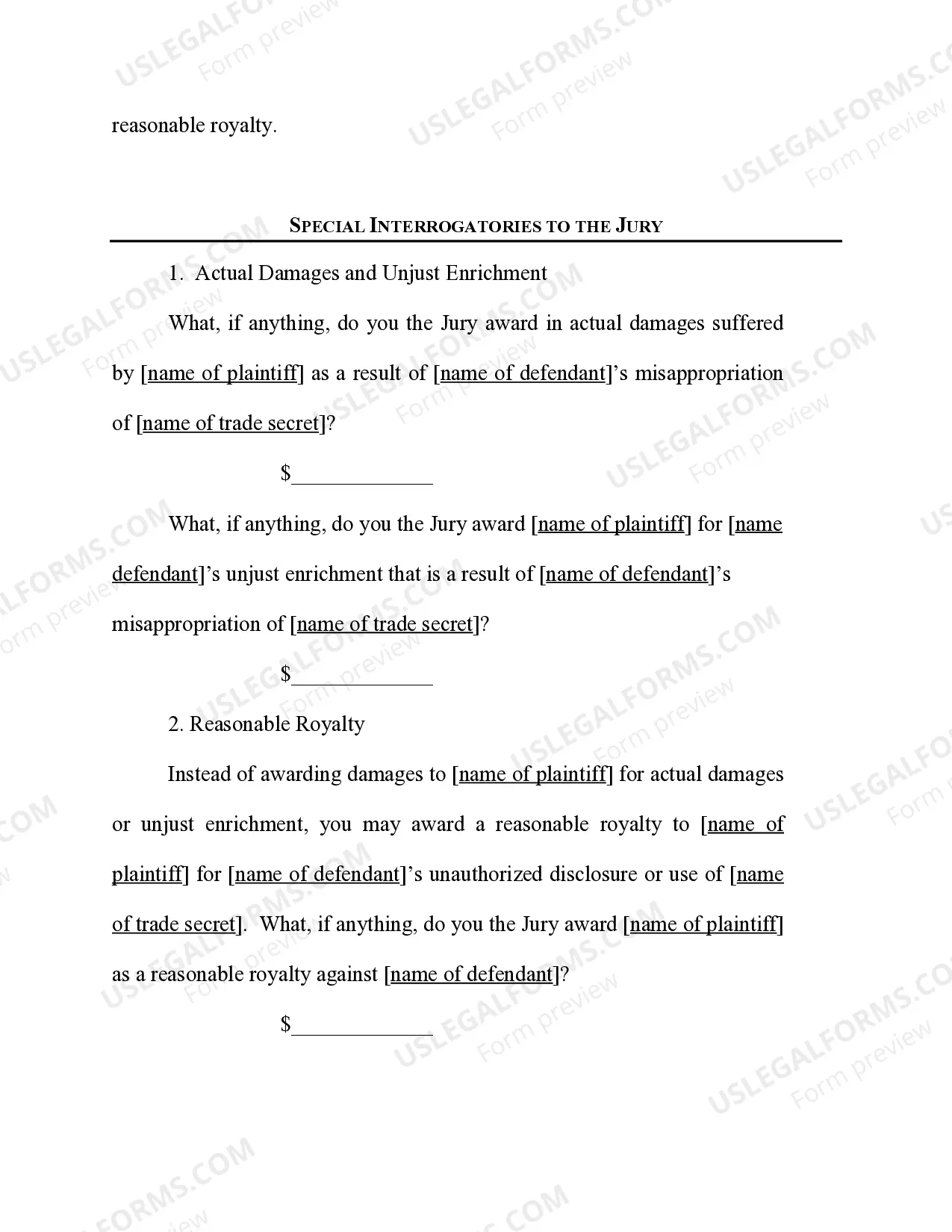 Preview Trade Secrets - Damages - Compensatory