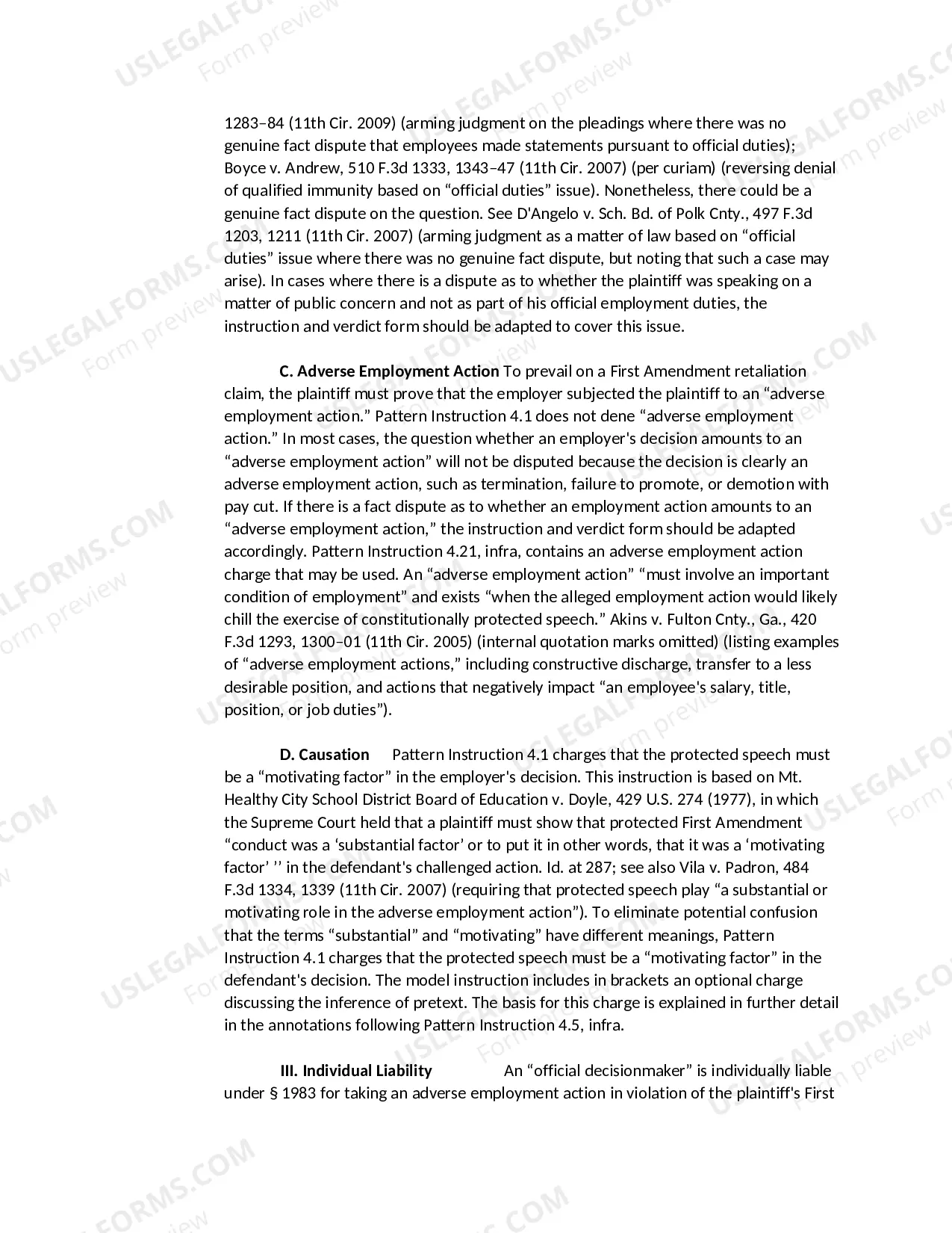 Preview Public Employee-First Amendment Claim- Discharge or Failure to Promote-Free Speech on Matter of Public Concern