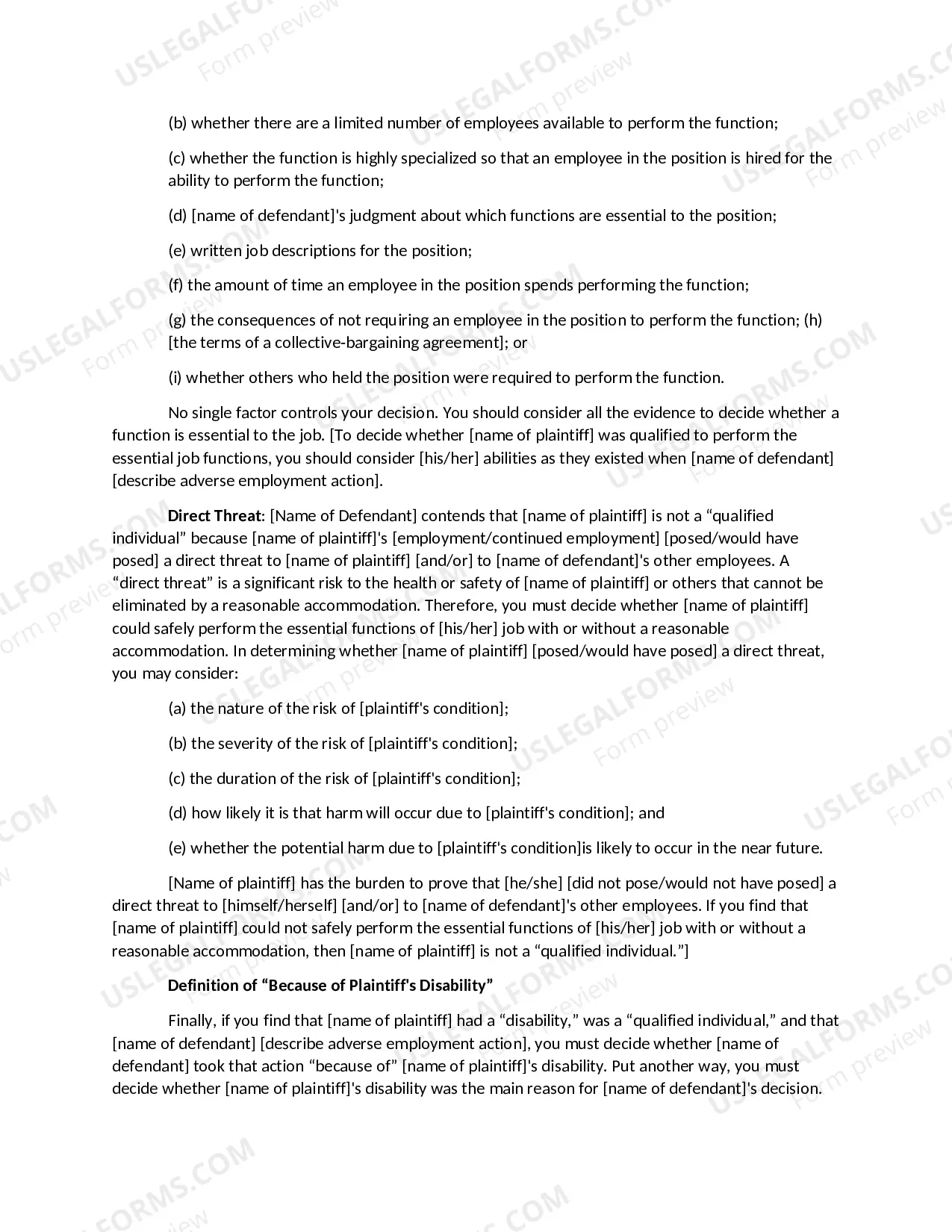 Preview Americans with Disabilities Act-Disparate-Treatment Claim-42 U.S.C. Sec. 12101 12117