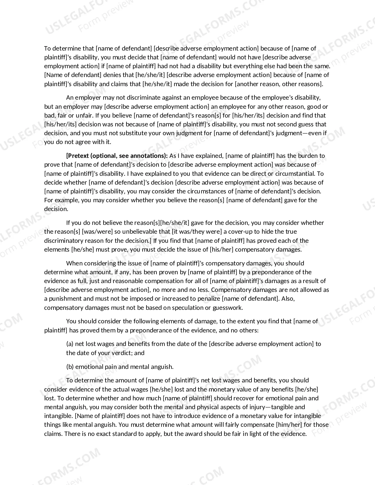 Preview Americans with Disabilities Act-Disparate-Treatment Claim-42 U.S.C. Sec. 12101 12117