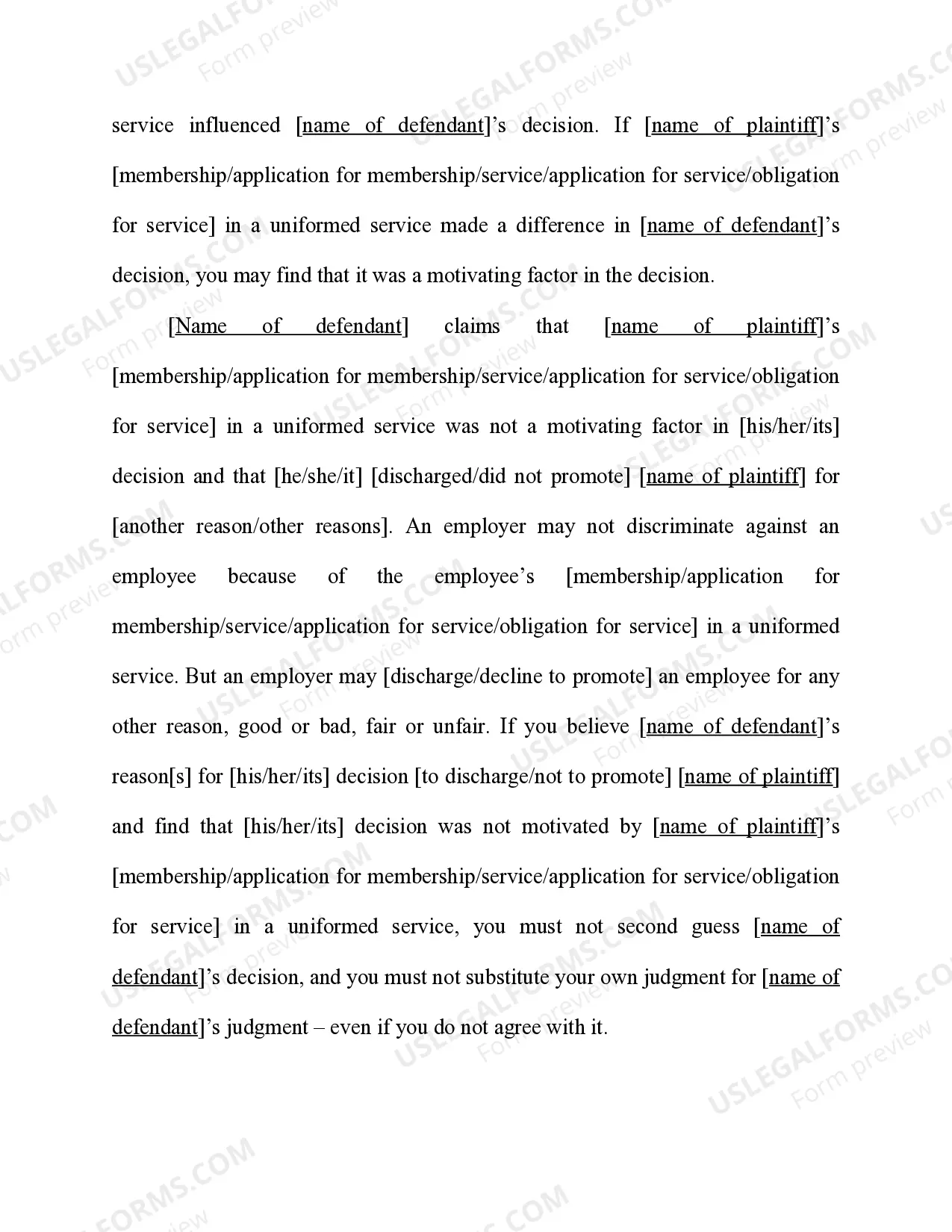 Preview USERRA Discrimination - Including "Same Decision" Defense