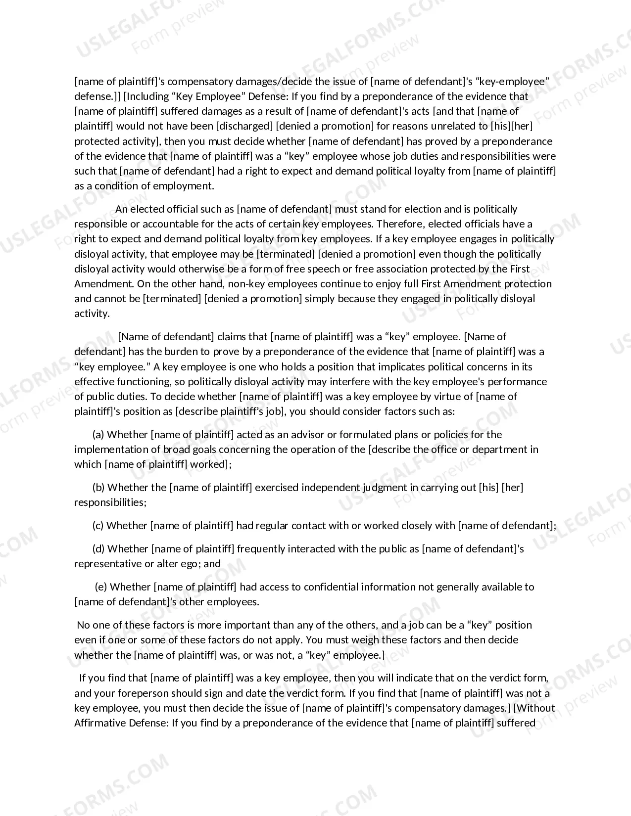 Preview Public Employee-First Amendment Claim- Discharge or Failure to Promote-Political Disloyalty or Key Employee