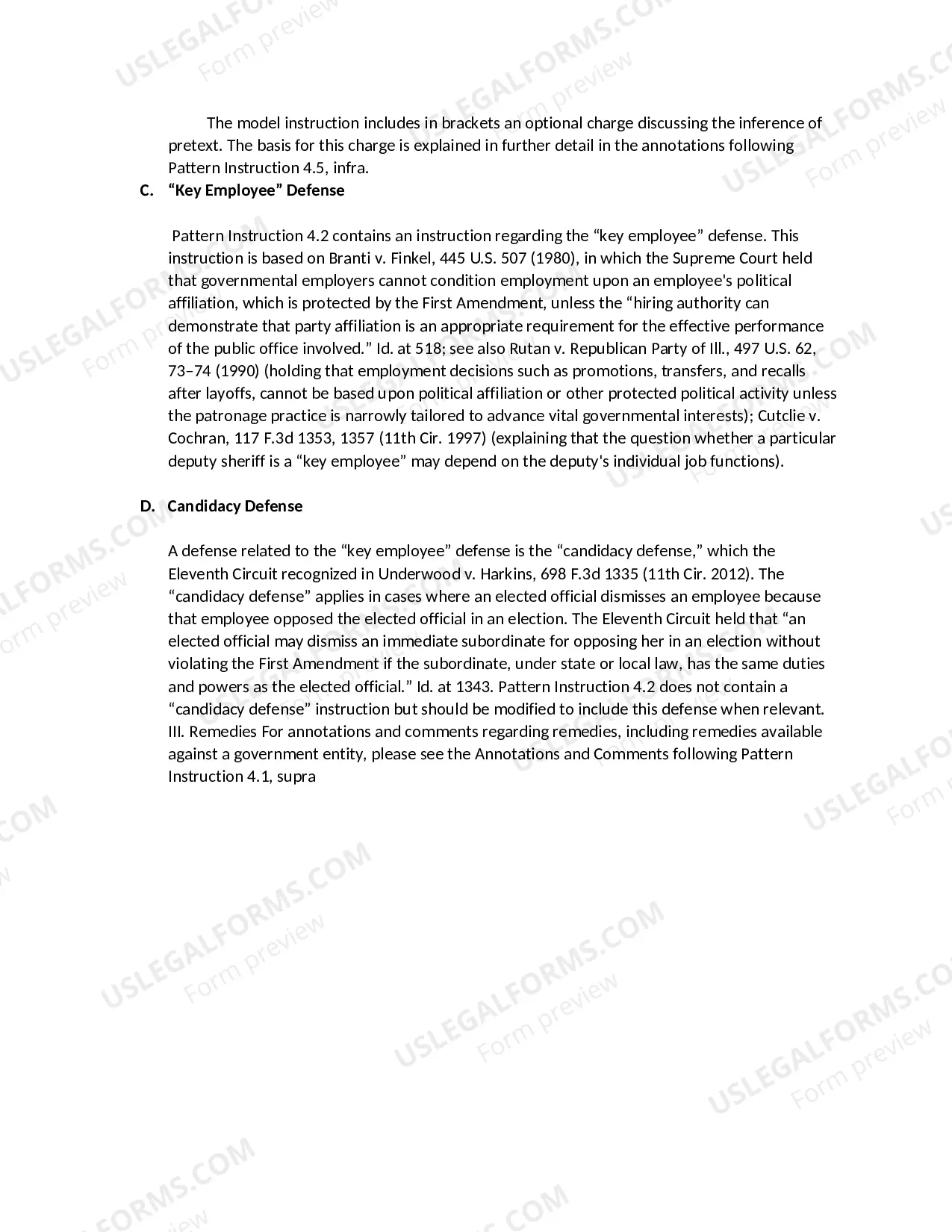 Preview Public Employee-First Amendment Claim- Discharge or Failure to Promote-Political Disloyalty or Key Employee