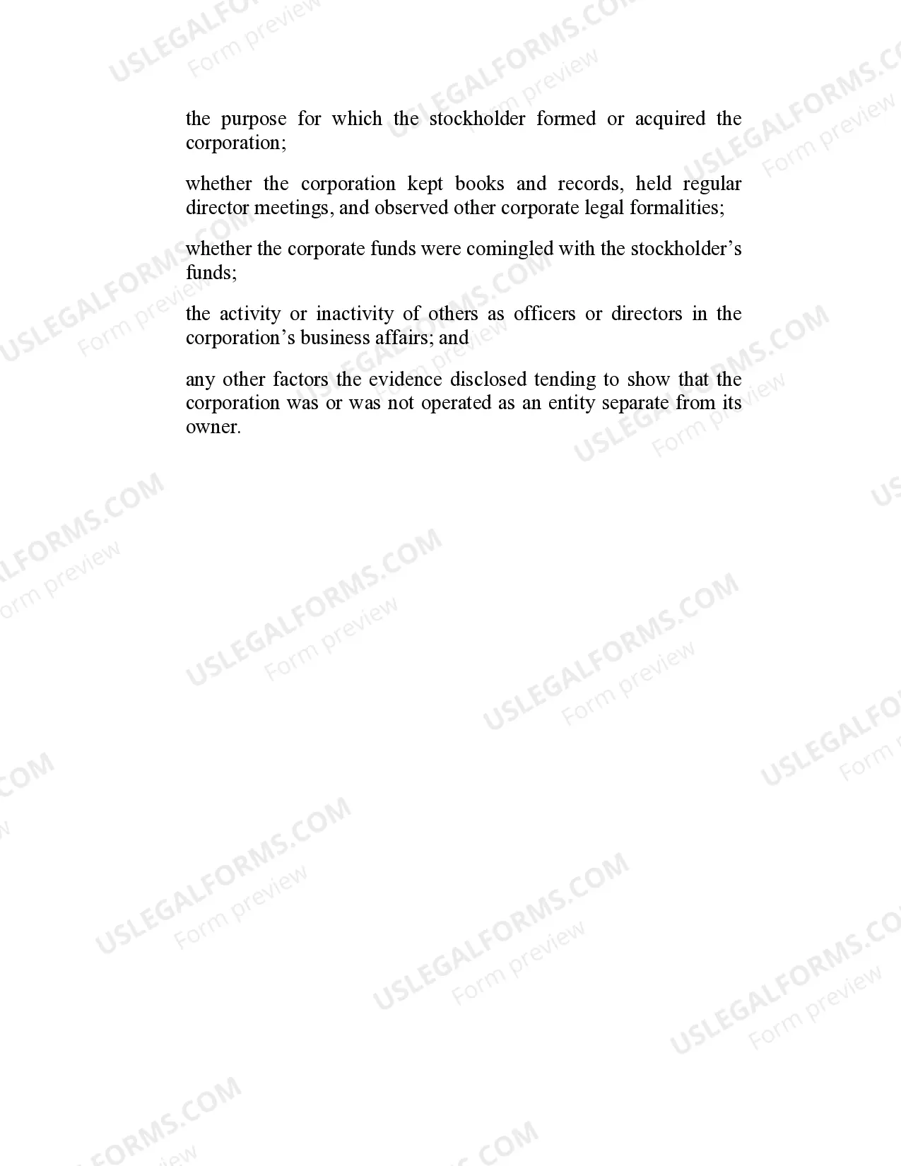 Preview Miscellaneous Issues - Alter Ego - Corporation as Alter Ego of Stockholder