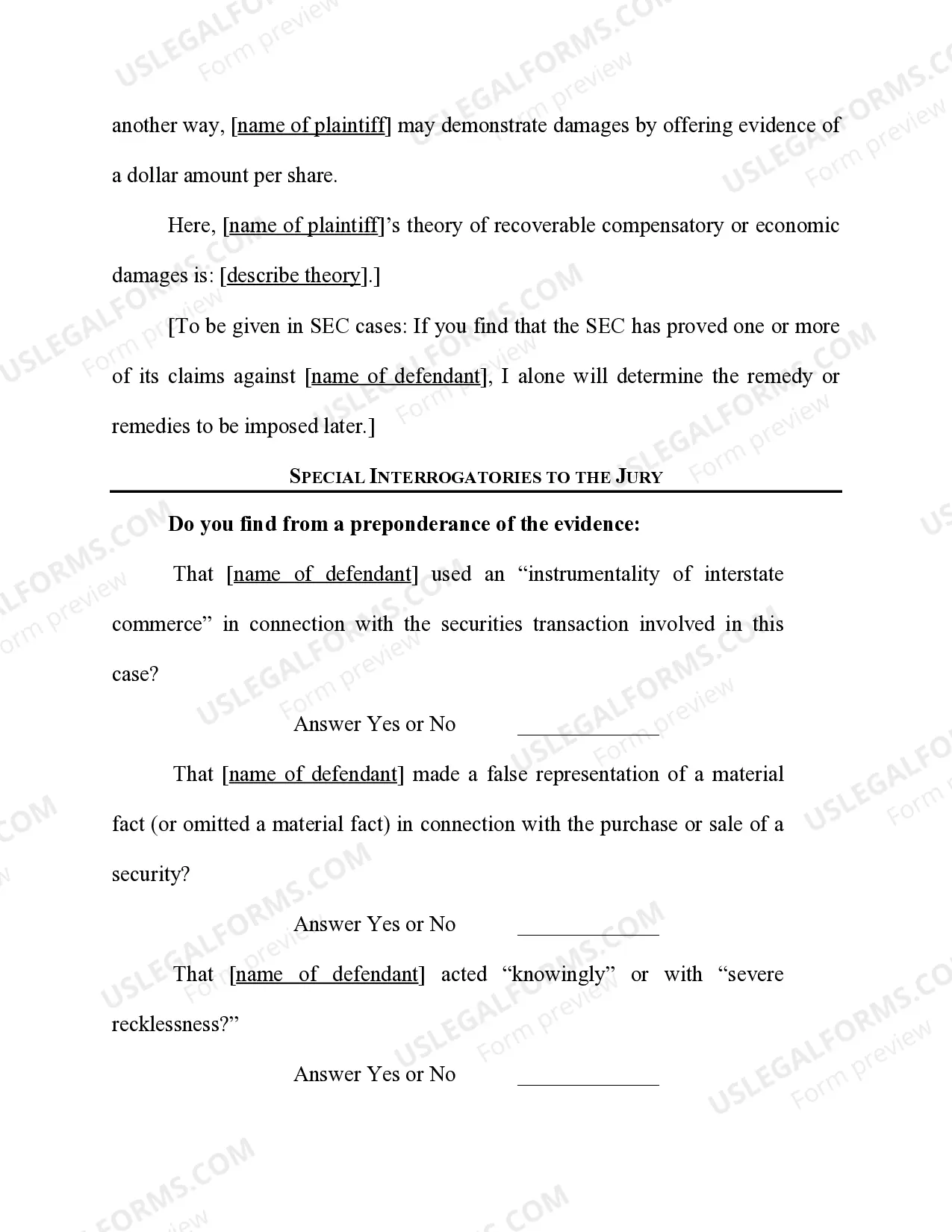 Preview Securities Exchange Act - 15 U.S.C. Sec. 78j(b) - Rule 10b-5(b) -17 C. R. Sec. 240.10b-5(b) - Misrepresentation orOmission of Material Facts