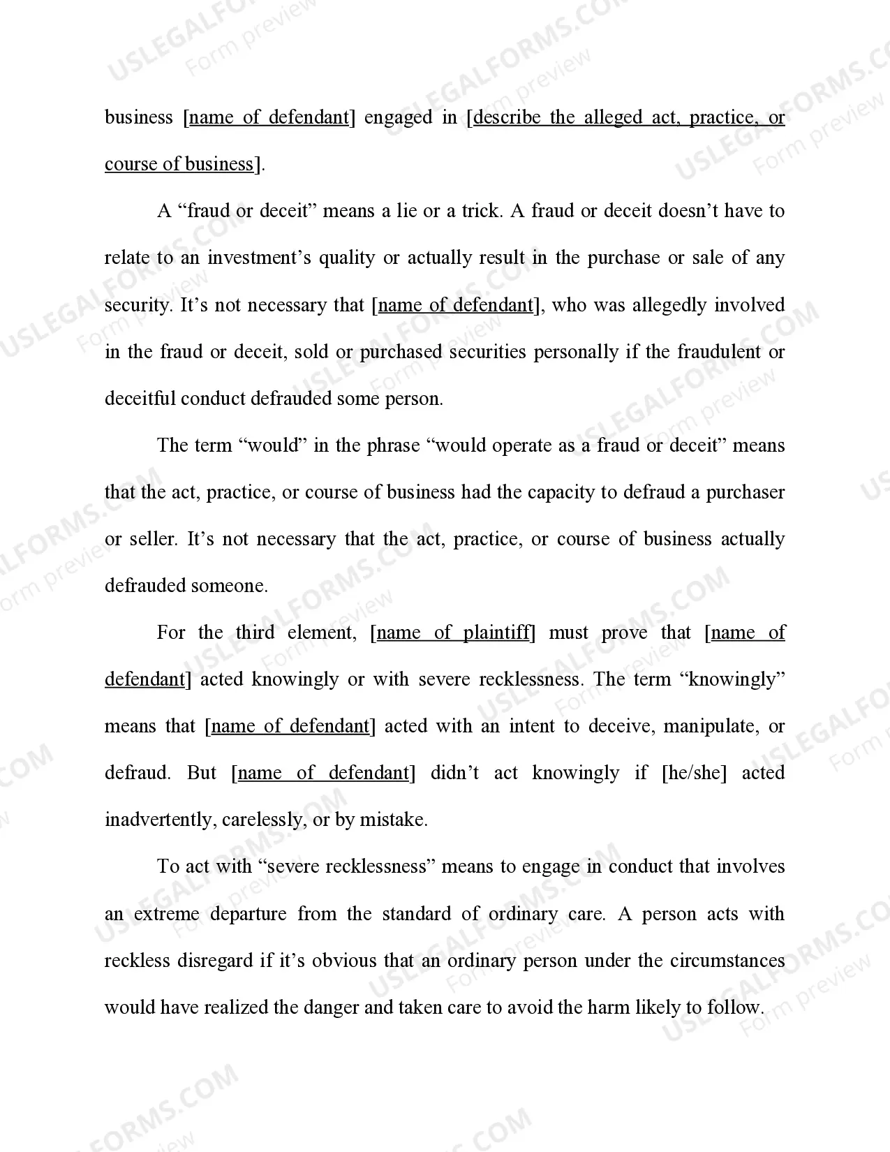 Preview Securities Exchange Act - 15 USC Sec. 78j(b) - Rule 10b-5(c) - 17 C.F.R. Sec. 240.10b-5 - Fraudulent Practice or Course of Dealing