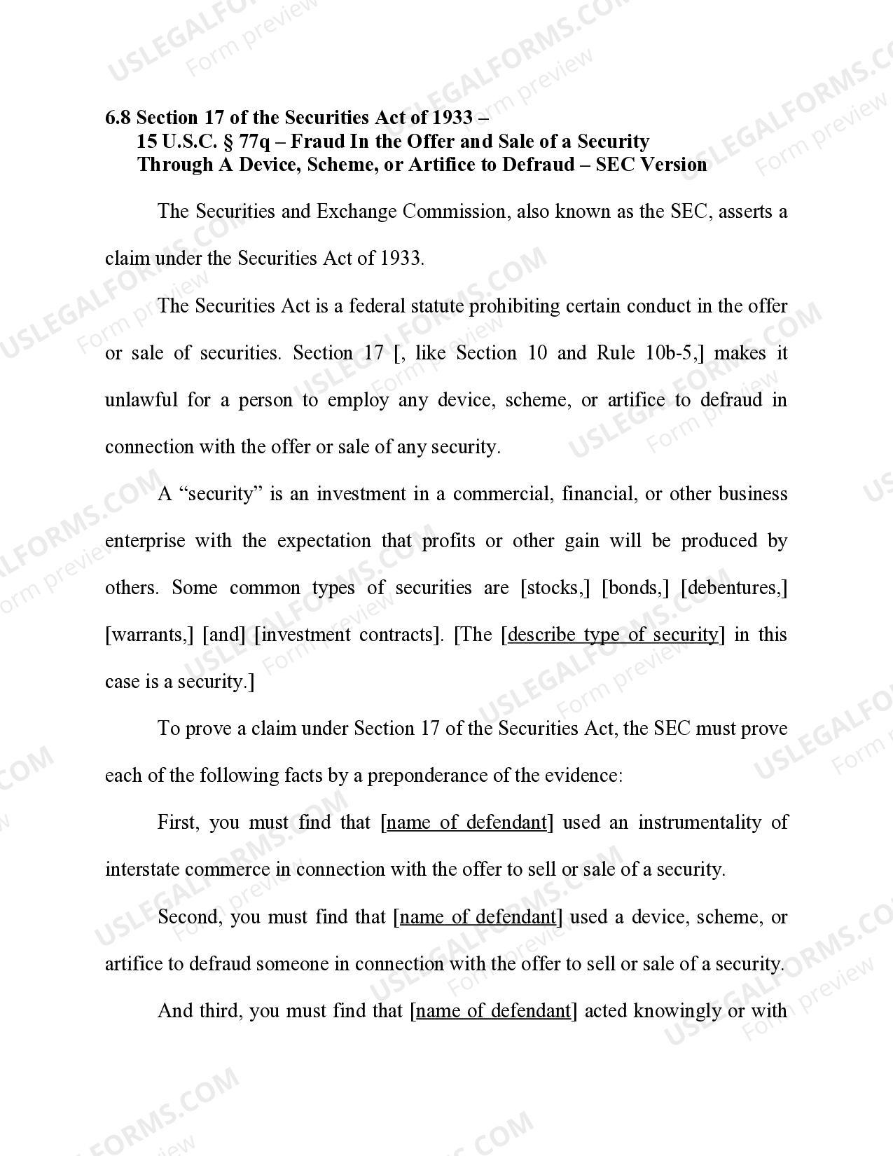 Section 17(a)(1) of the Securities Act of 1933 - 15 U.S.C. Sec. 77q(a