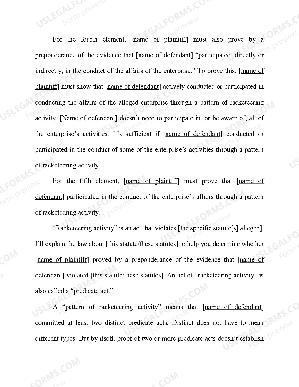 Preview Racketeer Influenced and Corrupt Organization Act (RICO) - 18 U.S.C. Sec. 1962(c)- Conduct the Affairs of the Enterprise