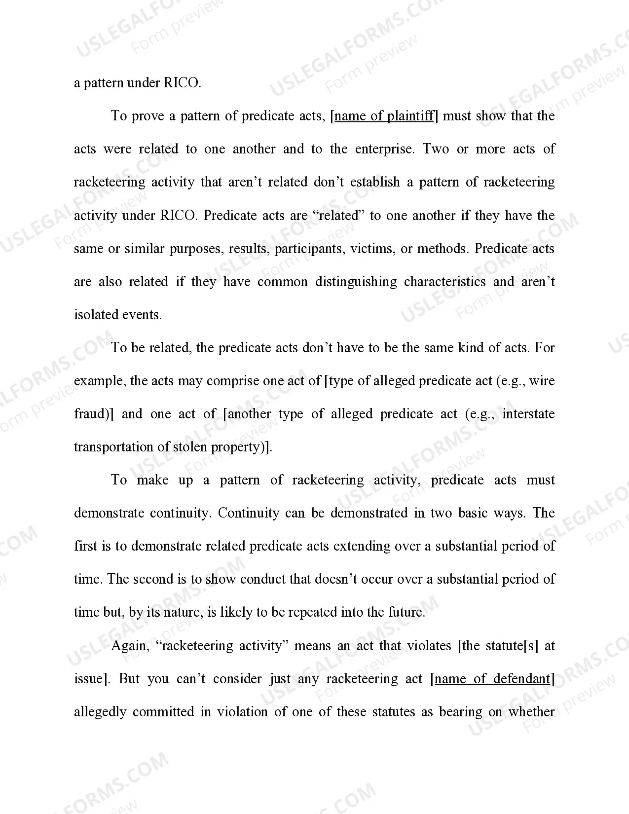 Preview Racketeer Influenced and Corrupt Organization Act (RICO) - 18 U.S.C. Sec. 1962(c)- Conduct the Affairs of the Enterprise