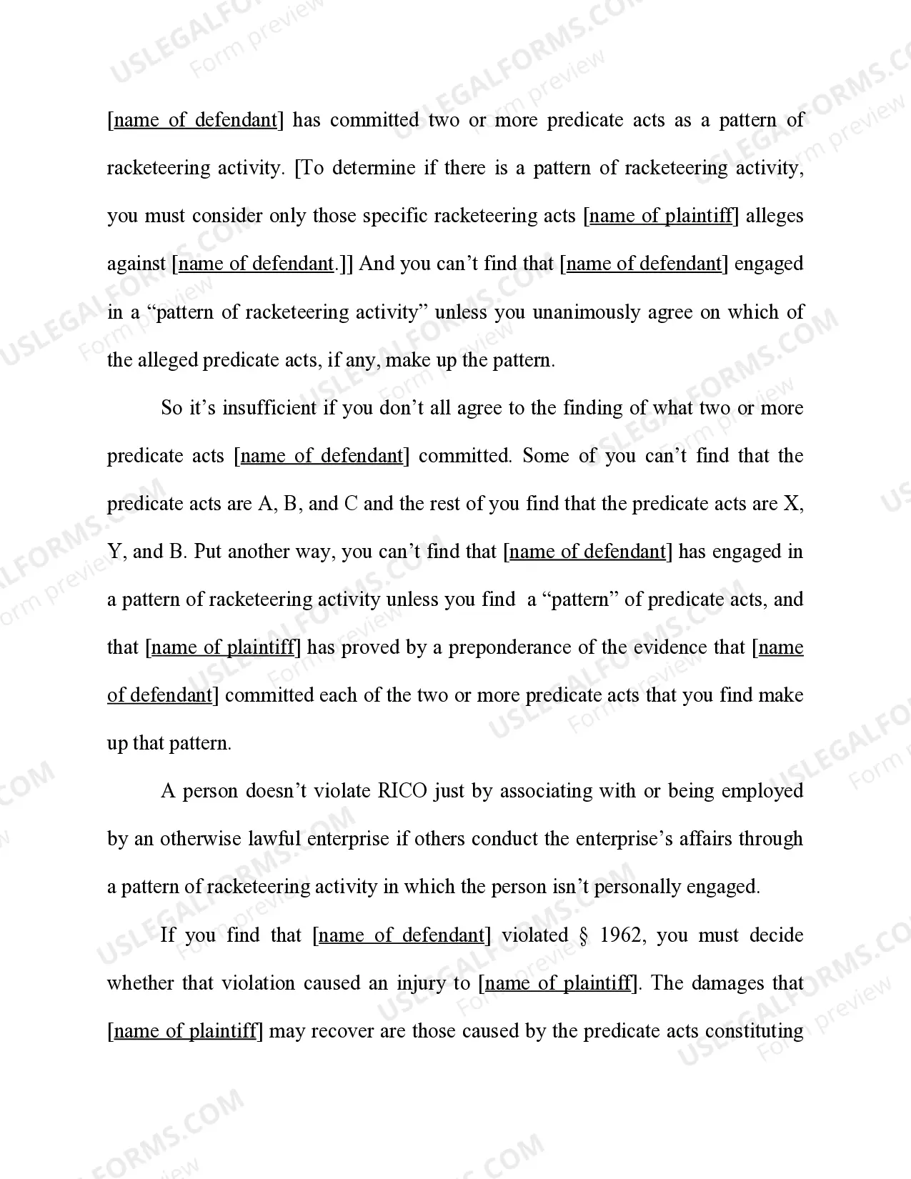 Preview Racketeer Influenced and Corrupt Organization Act (RICO) - 18 U.S.C. Sec. 1962(c)- Conduct the Affairs of the Enterprise