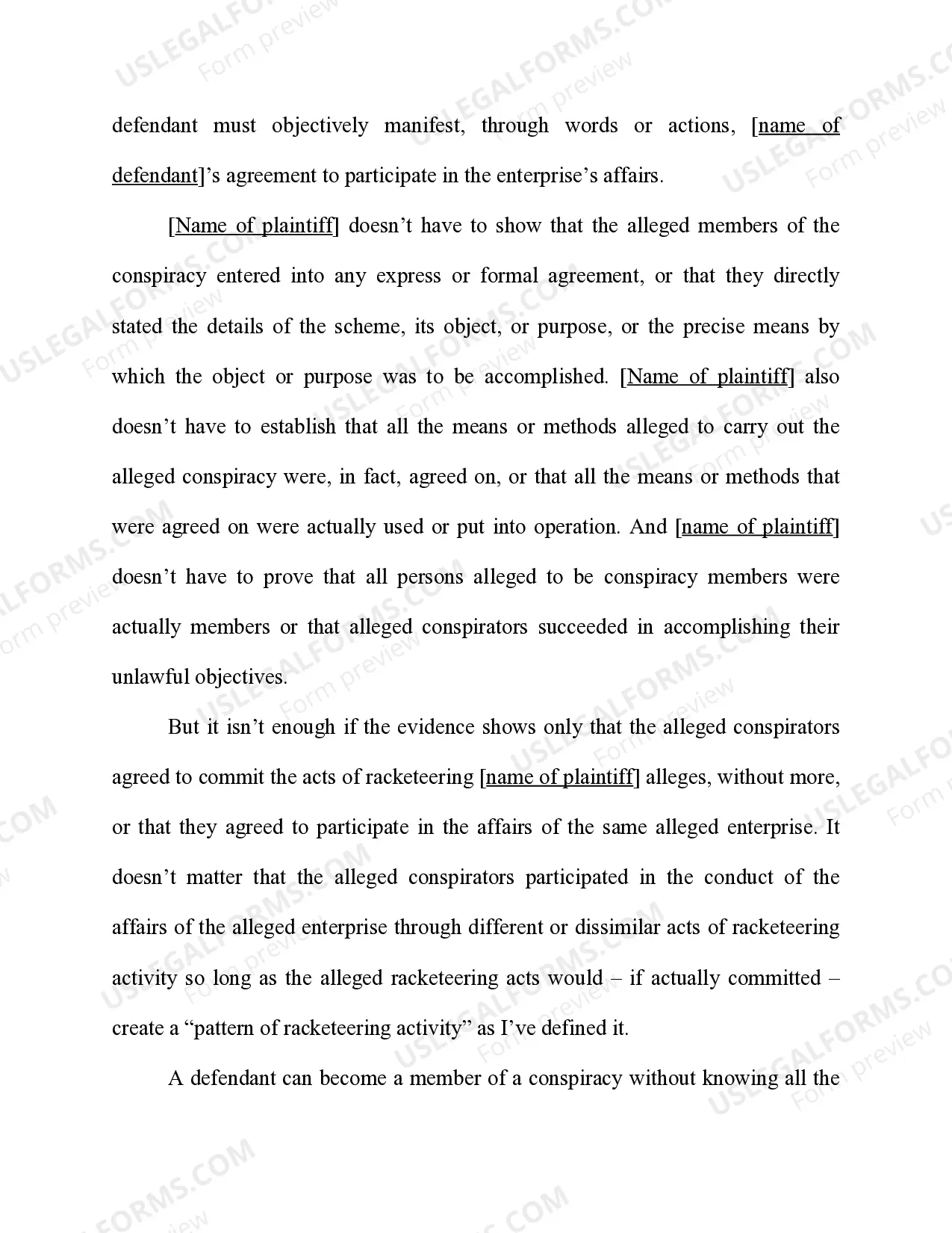 Preview Racketeer Influenced and Corrupt Organization Act (RICO) - 18 U.S.C. Sec. 1962(d)- Conspiracy to Conduct the Affairs of the Enterprise