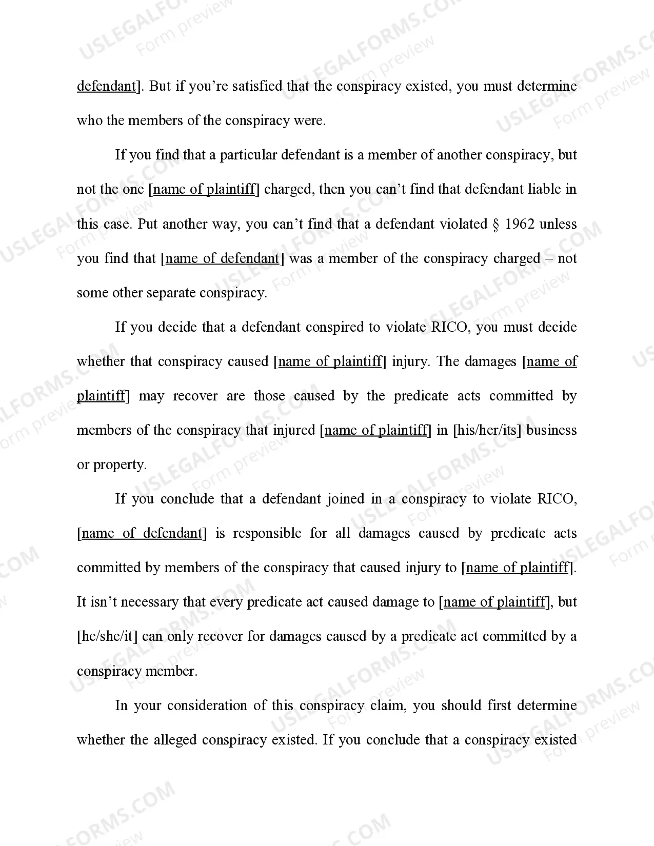 Preview Racketeer Influenced and Corrupt Organization Act (RICO) - 18 U.S.C. Sec. 1962(d)- Conspiracy to Conduct the Affairs of the Enterprise