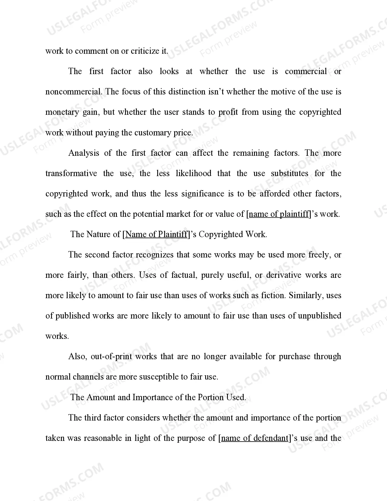 Preview Copyright - Defenses - Affirmative Defense - Fair Use