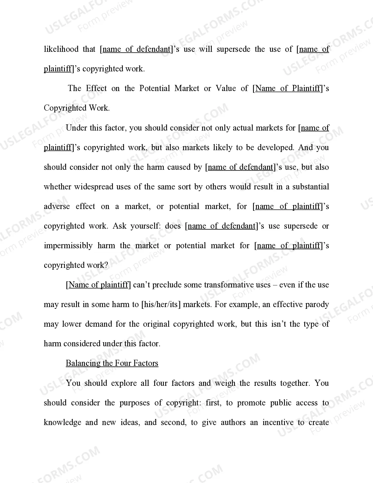 Preview Copyright - Defenses - Affirmative Defense - Fair Use