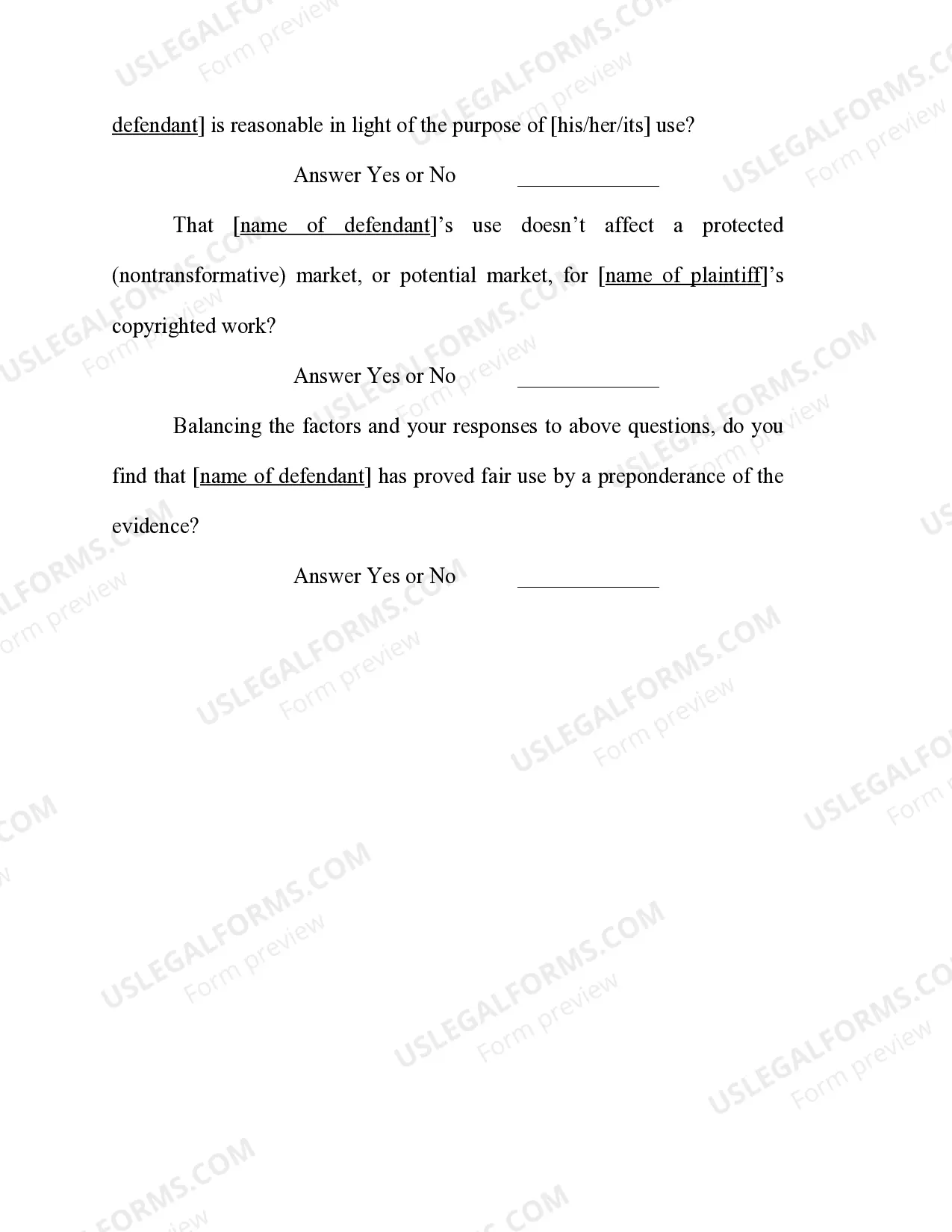 Preview Copyright - Defenses - Affirmative Defense - Fair Use