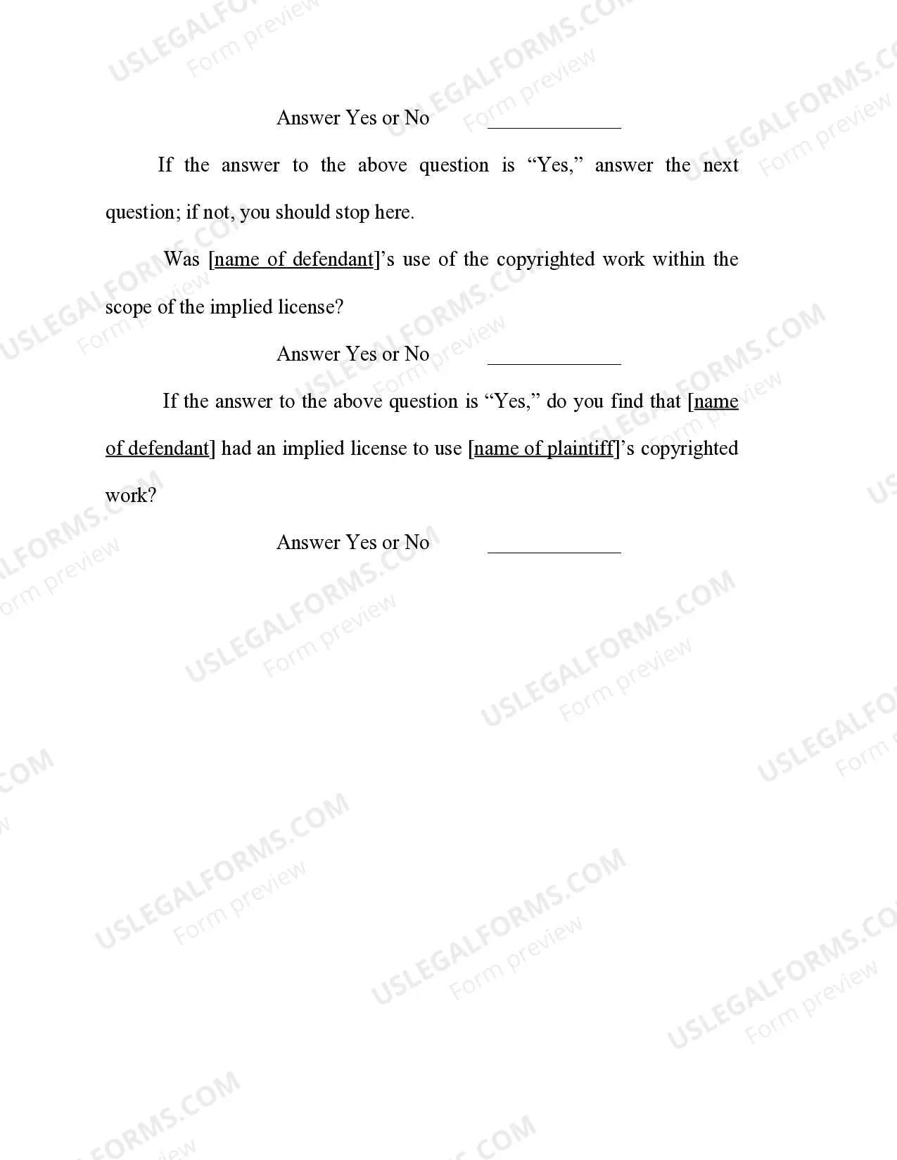 Preview Copyright - Defenses - Affirmative Defense - Implied License