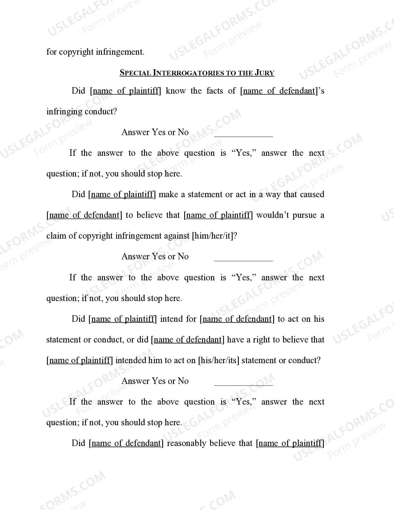 Preview Copyright - Defenses - Affirmative Defense - Copyright Estoppel (Advisory Jury)
