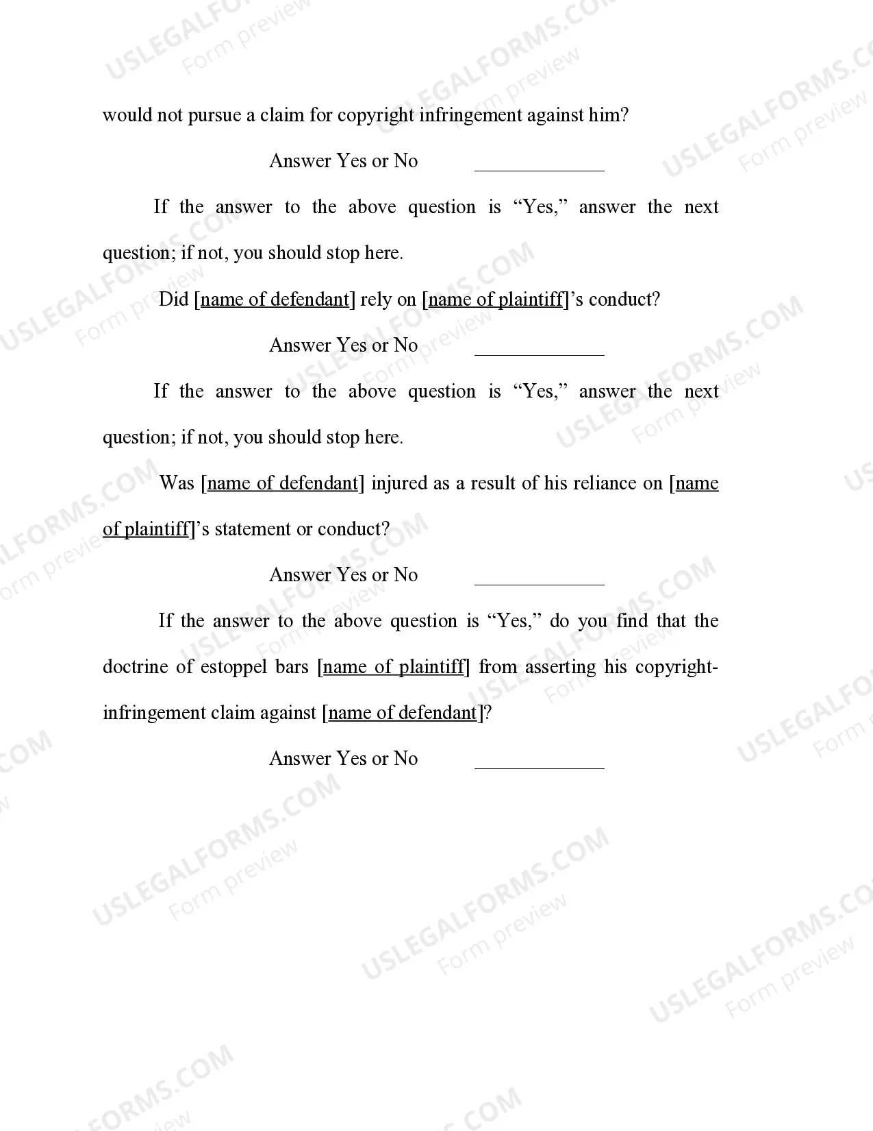 Preview Copyright - Defenses - Affirmative Defense - Copyright Estoppel (Advisory Jury)