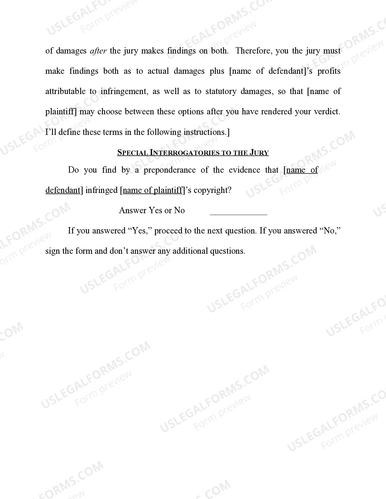 Preview Copyright - Damages - General Charge