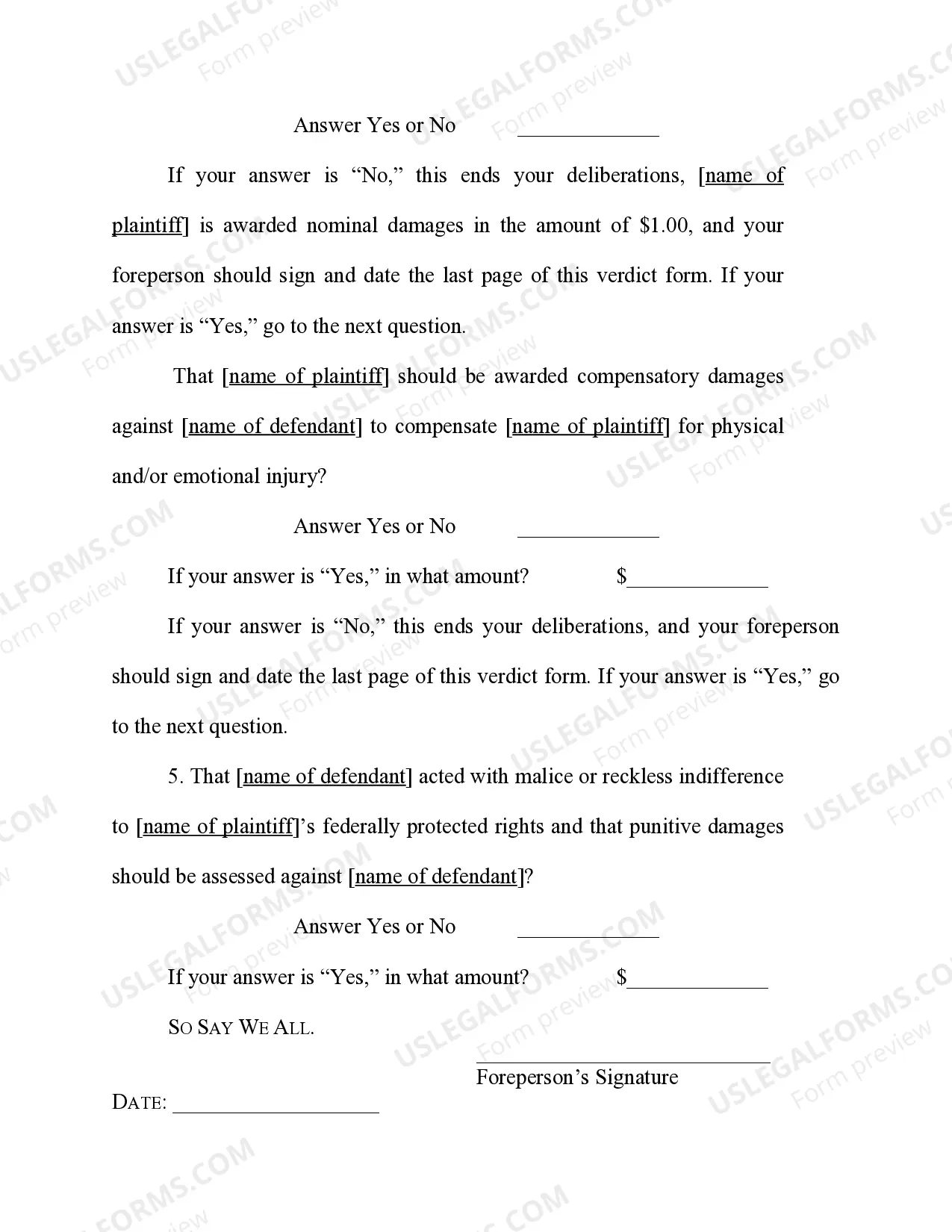 Preview APPENDIX C CIVIL RIGHTS - SPECIAL INTERROGATORIES - 42 U.S.C. Sec. 1983 CLAIMS -FOR CASES BROUGHT BY PRISONERS
