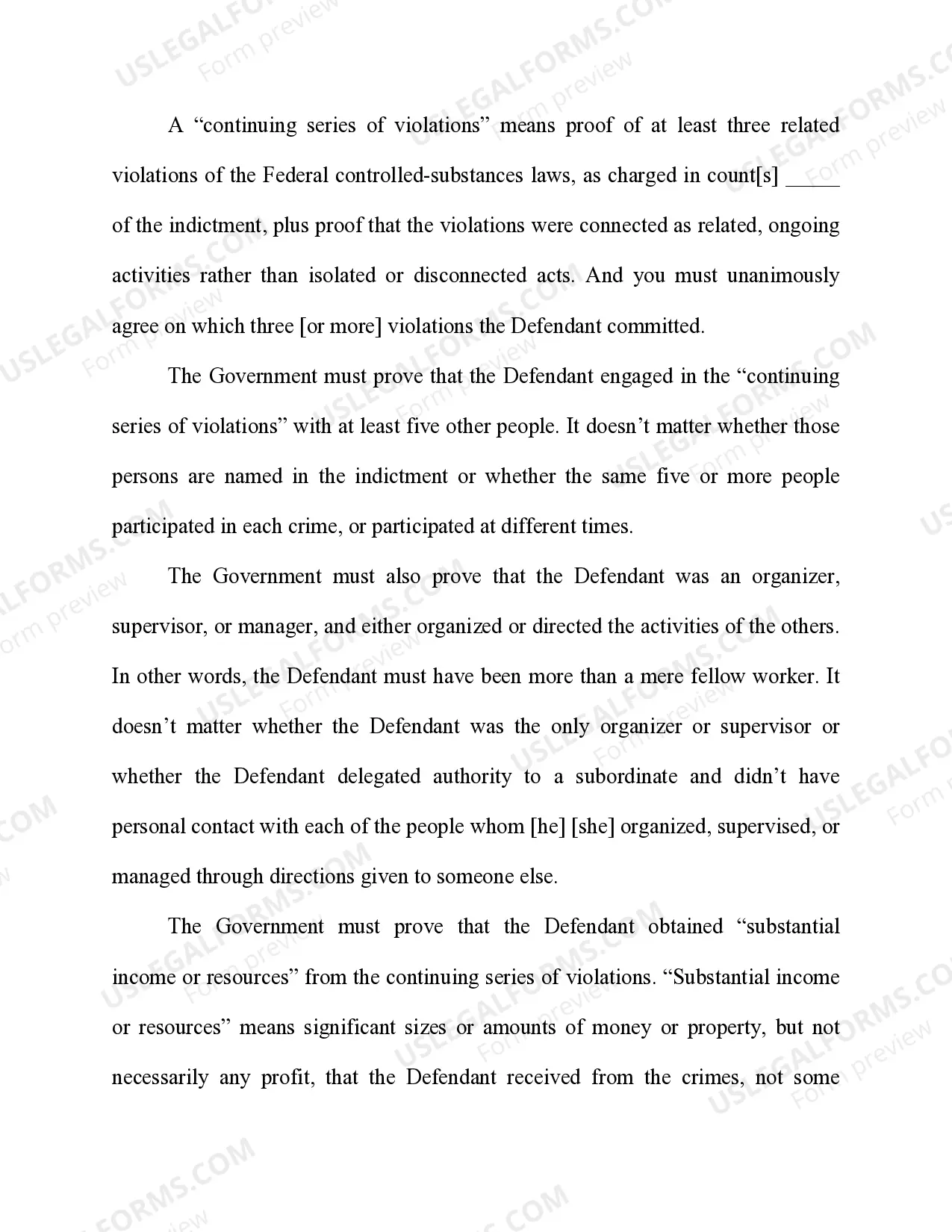 Preview Controlled Substances: Continuing Criminal Enterprise