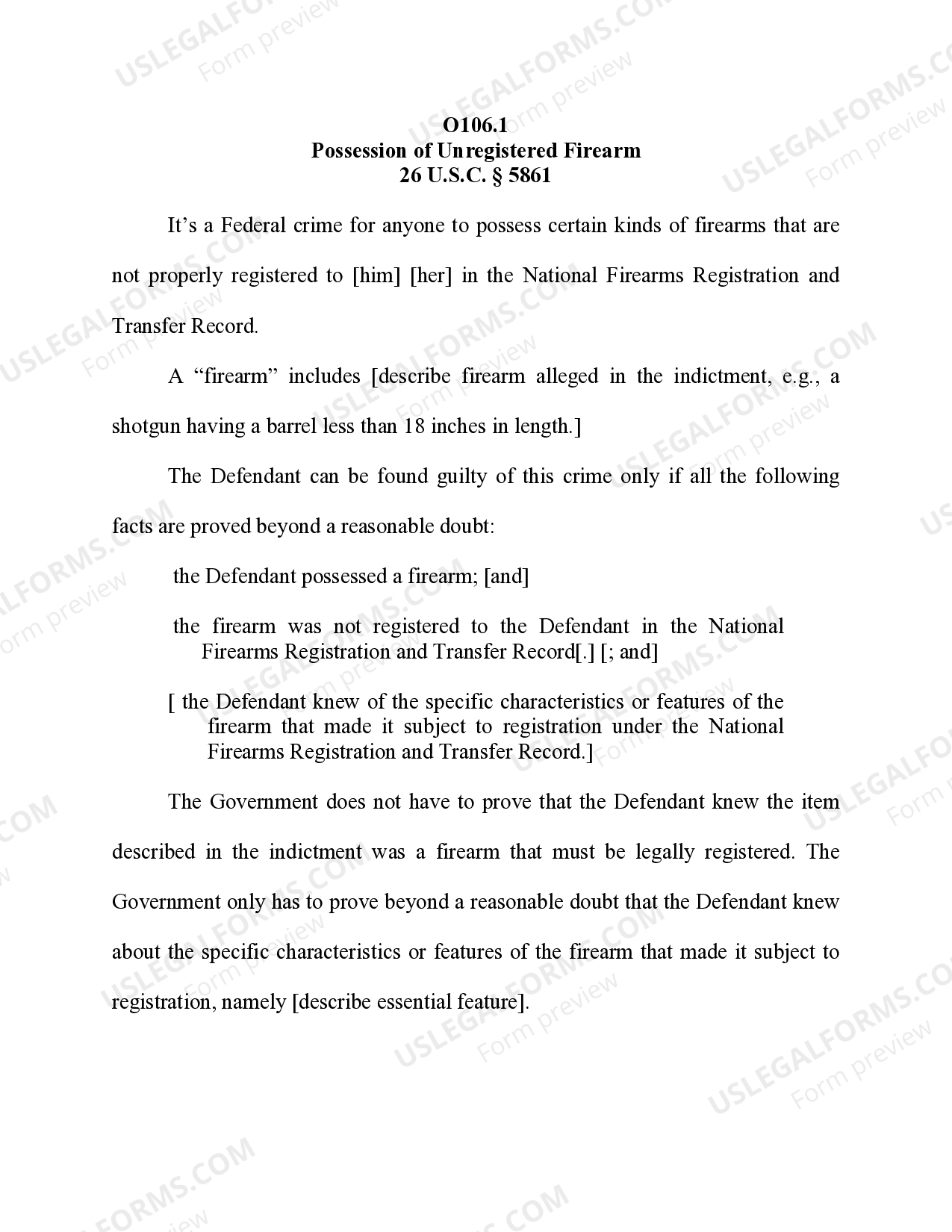 Possession of Unregistered Firearm Possession on Vessel by United