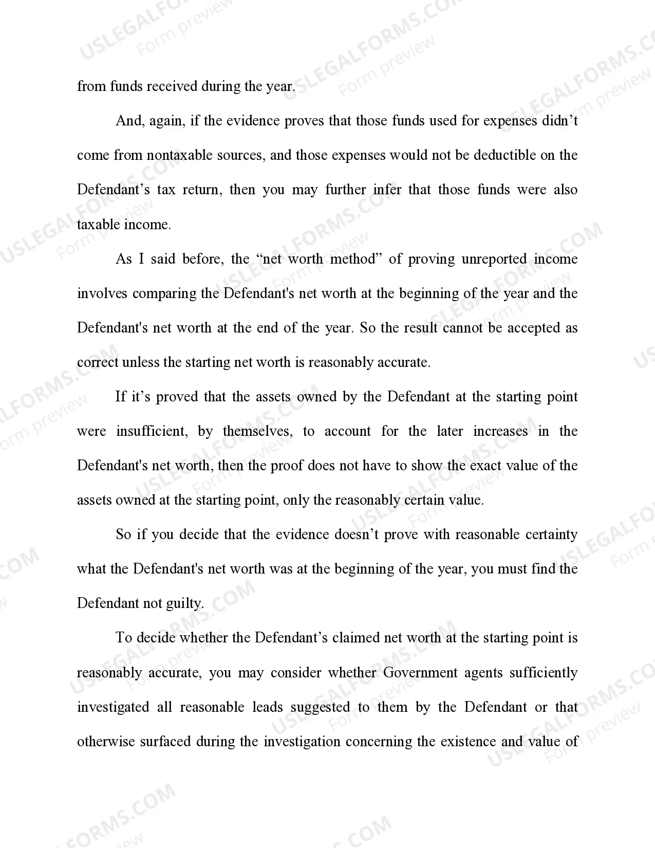 Preview Net Worth Method