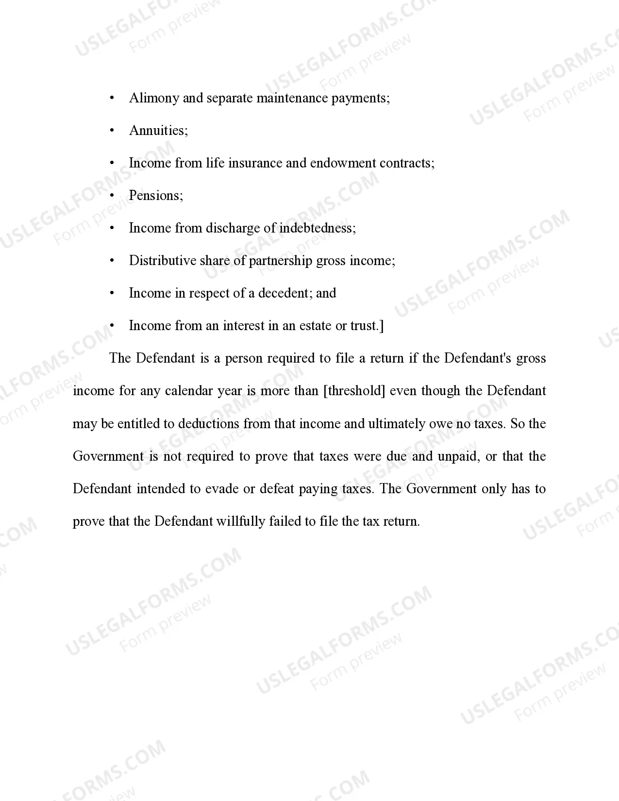 Preview Failure to File a Tax Return