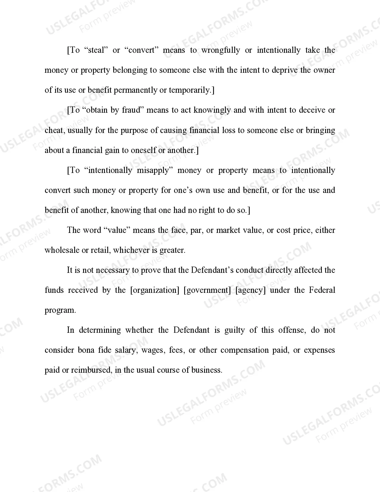 Preview Theft Concerning Programs Receiving Federal Funds