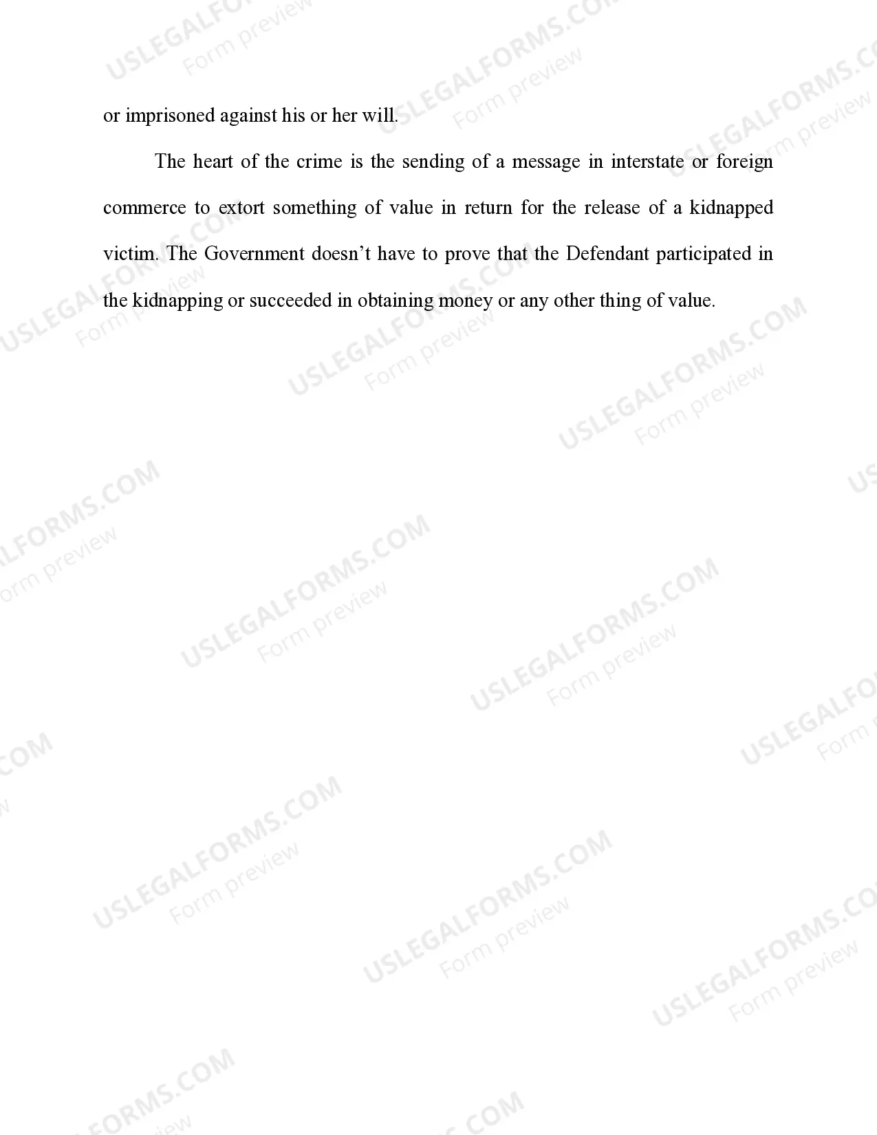 Preview Interstate Transmission of a Demand for Ransom for Return of a Kidnapped Person