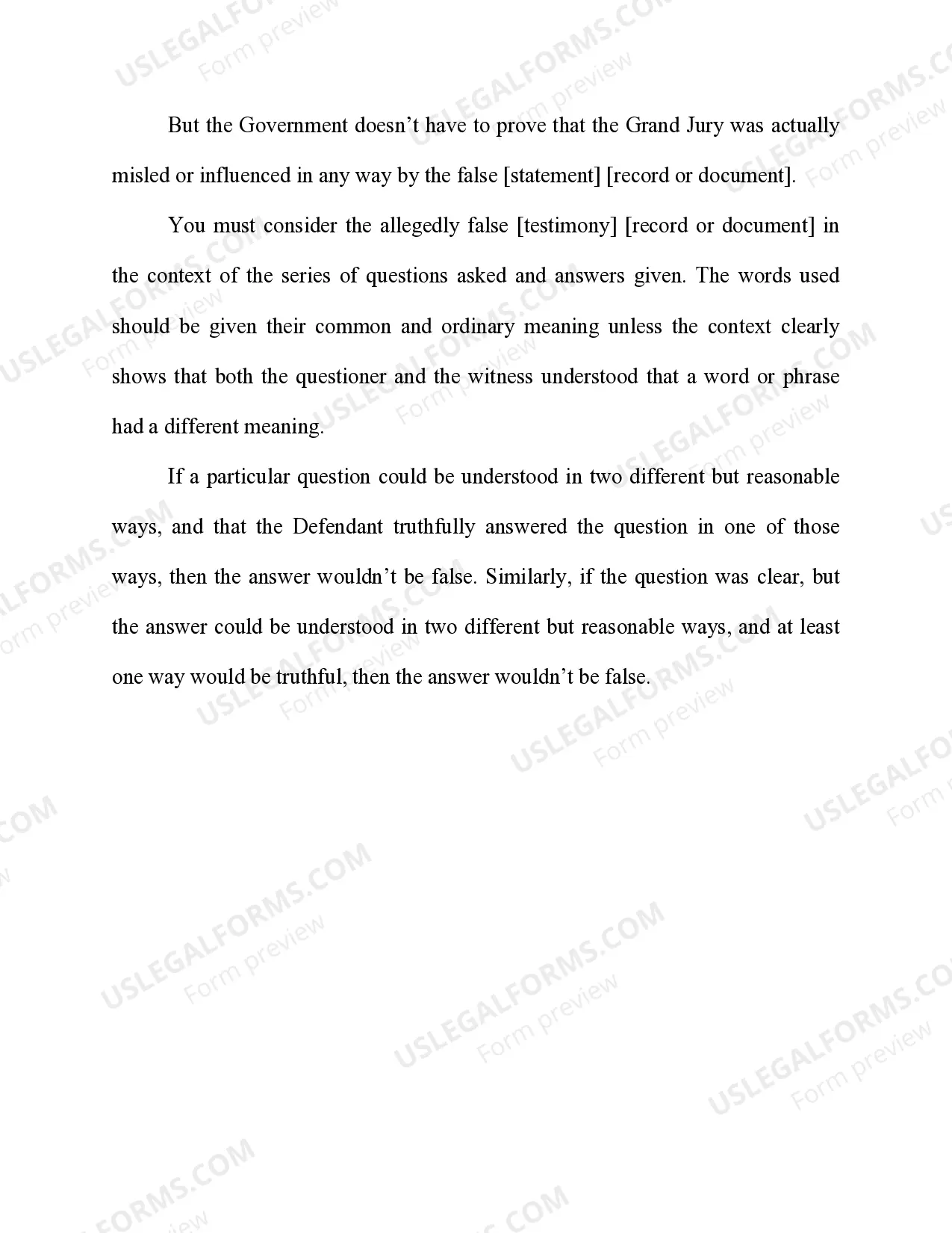 Preview False Declaration Before a Grand Jury