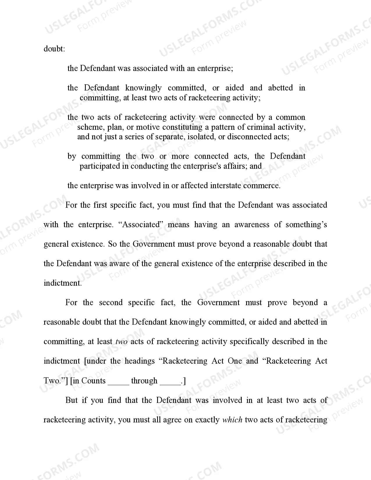 Preview RICO - Substantive Offense 18 U.S.C. Sec. 1962