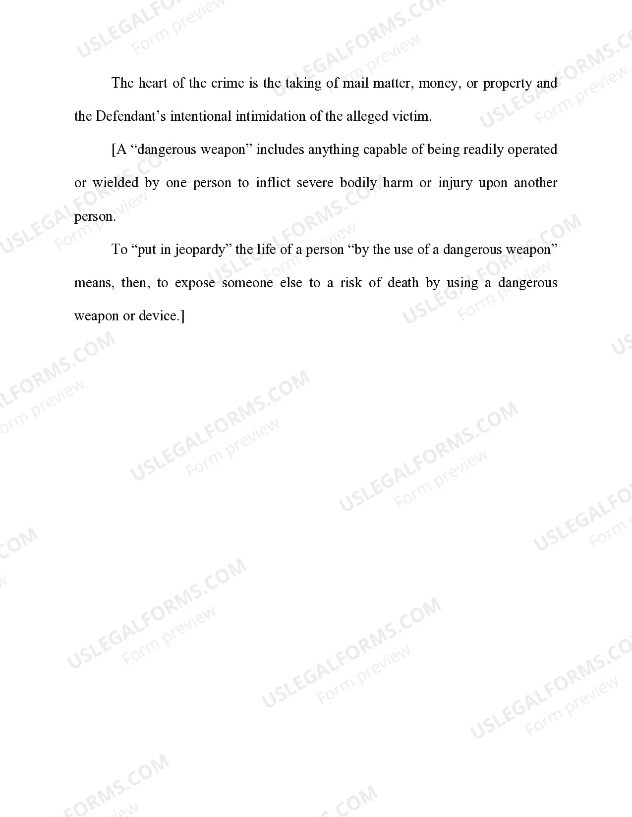 Preview Armed Postal/U.S. Property Robbery 18 U.S.C. Sec. 2114(a)