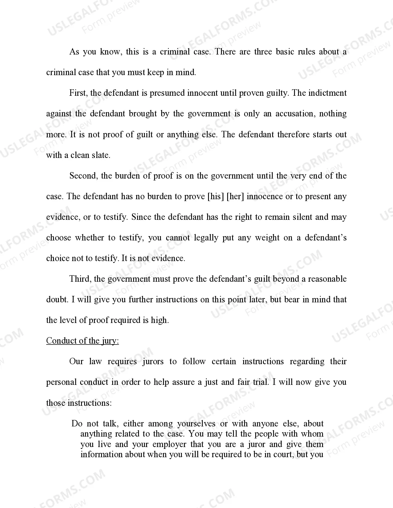 Preview Preliminary Instructions - Criminal Cases
