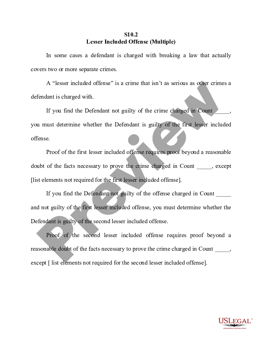 Lesser Included Offense (Multiple) US Legal Forms