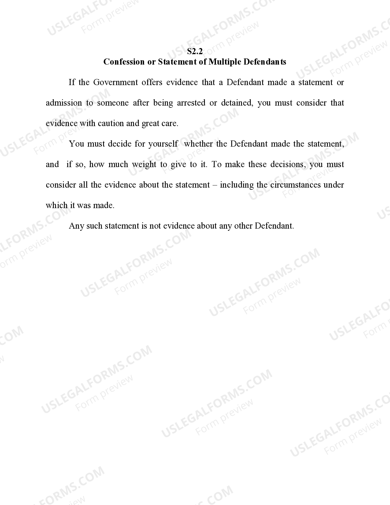 Confession or Statement of Multiple Defendants US Legal Forms