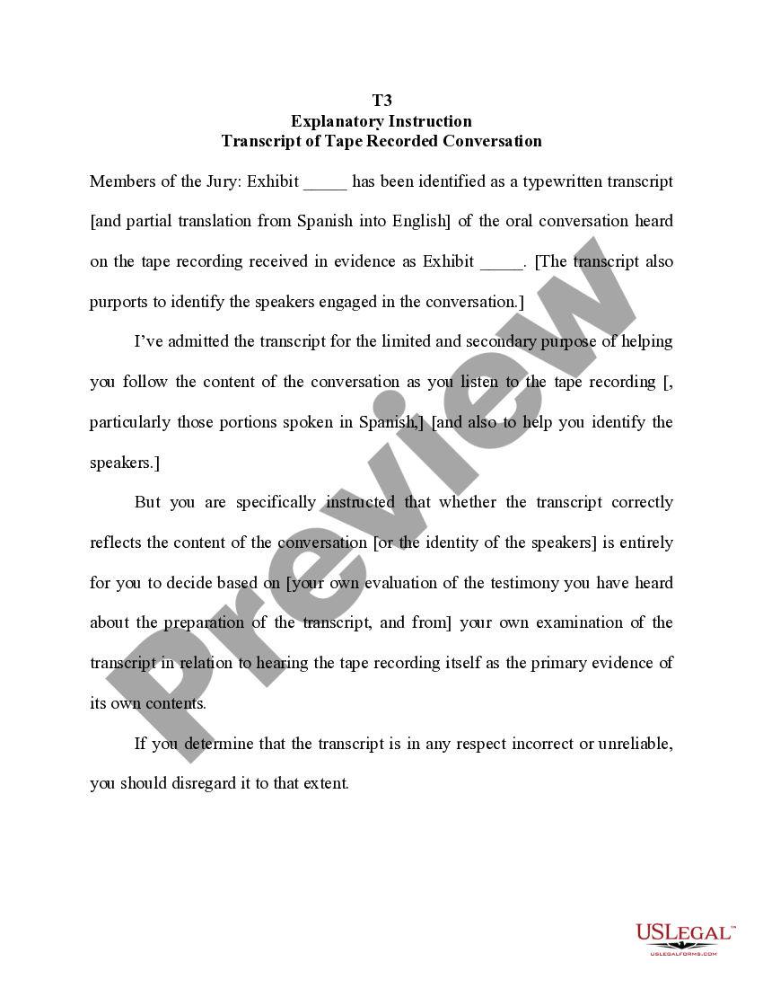 Explanatory Instruction Transcript of Tape Recorded Conversation | US ...
