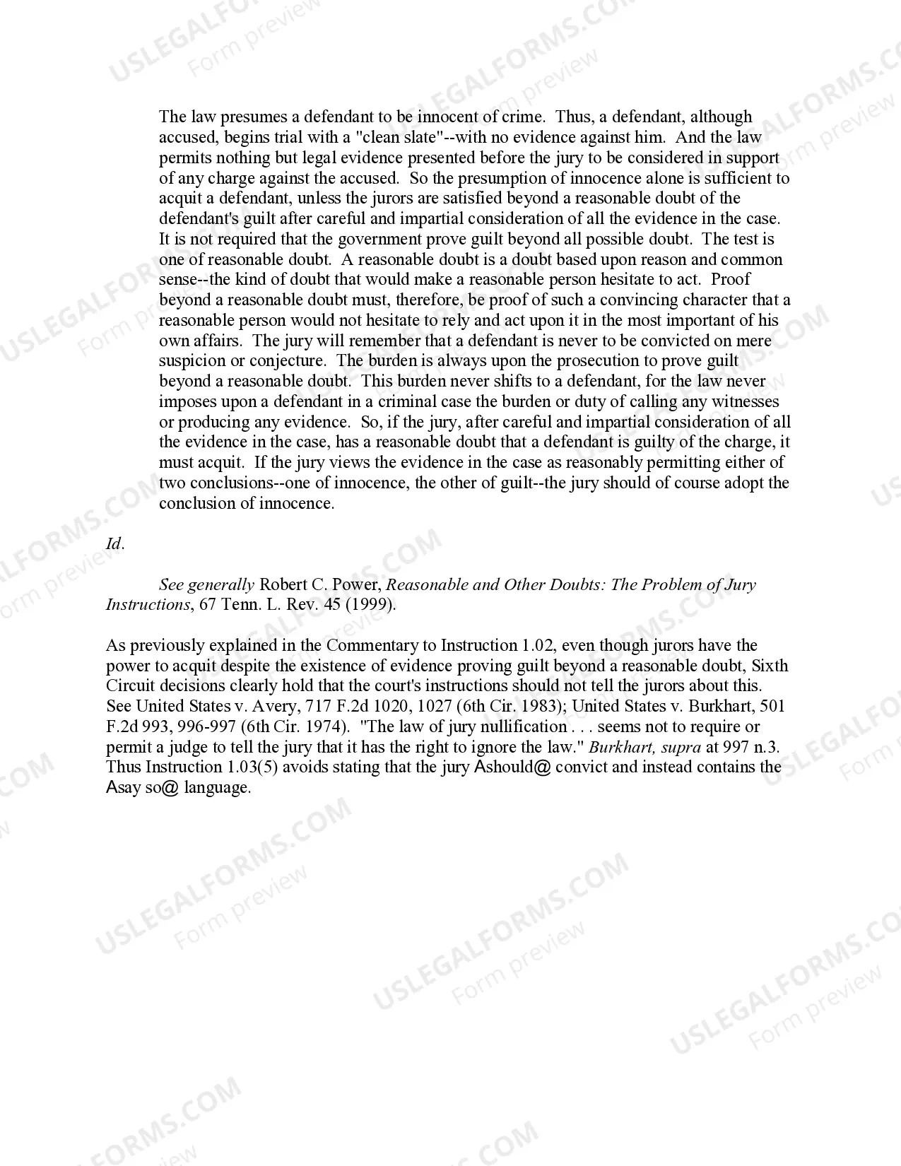 Preview PRESUMPTION OF INNOCENCE, BURDEN OF PROOF, REASONABLE DOUBT
