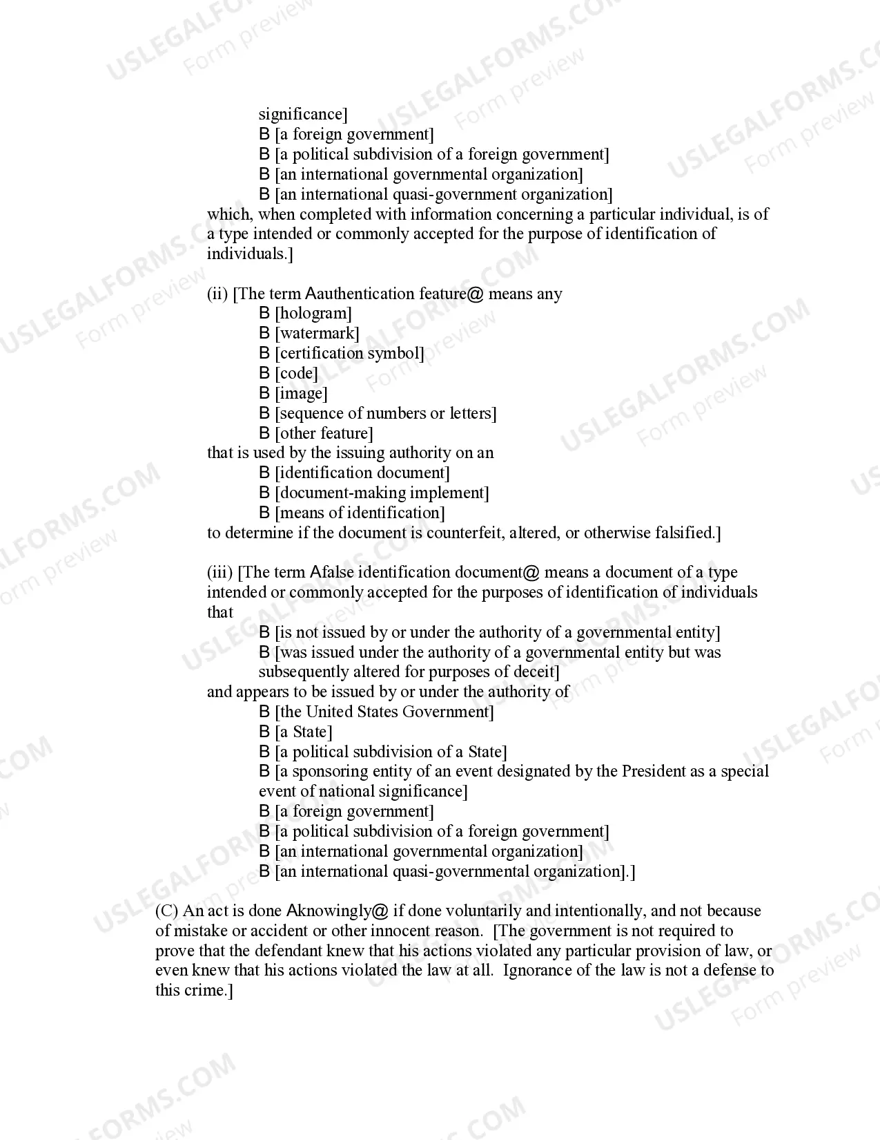 Preview Fraud and Related Activity in Connection with Identification Documents, Authentication Features, and Information