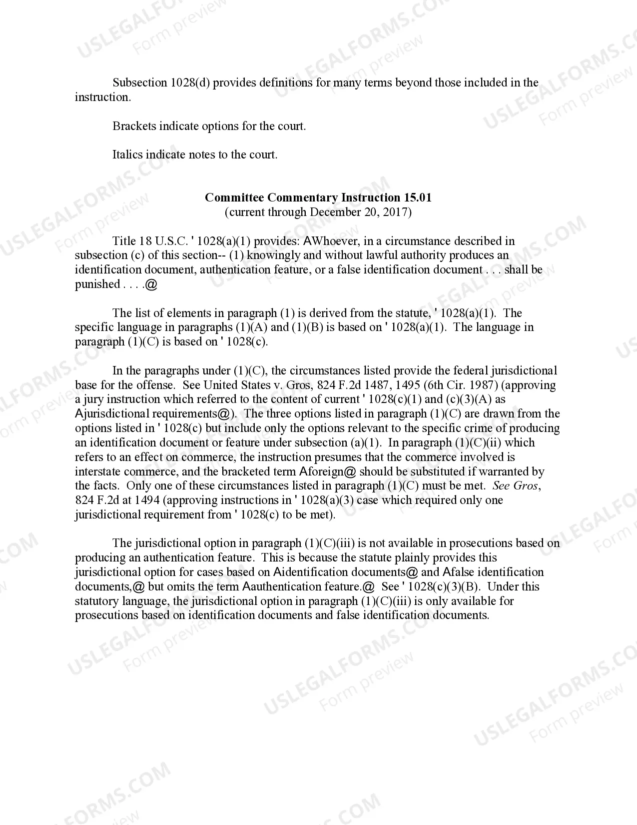 Preview Fraud and Related Activity in Connection with Identification Documents, Authentication Features, and Information