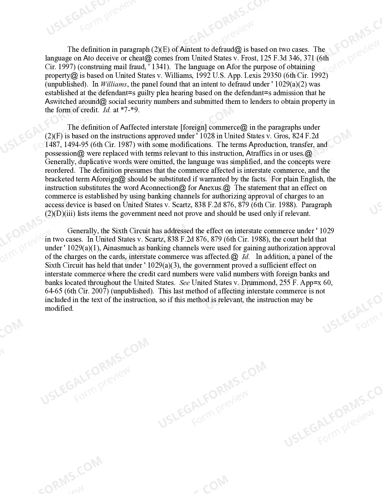 Preview Fraud and Related Activity in Connection with Access Devices