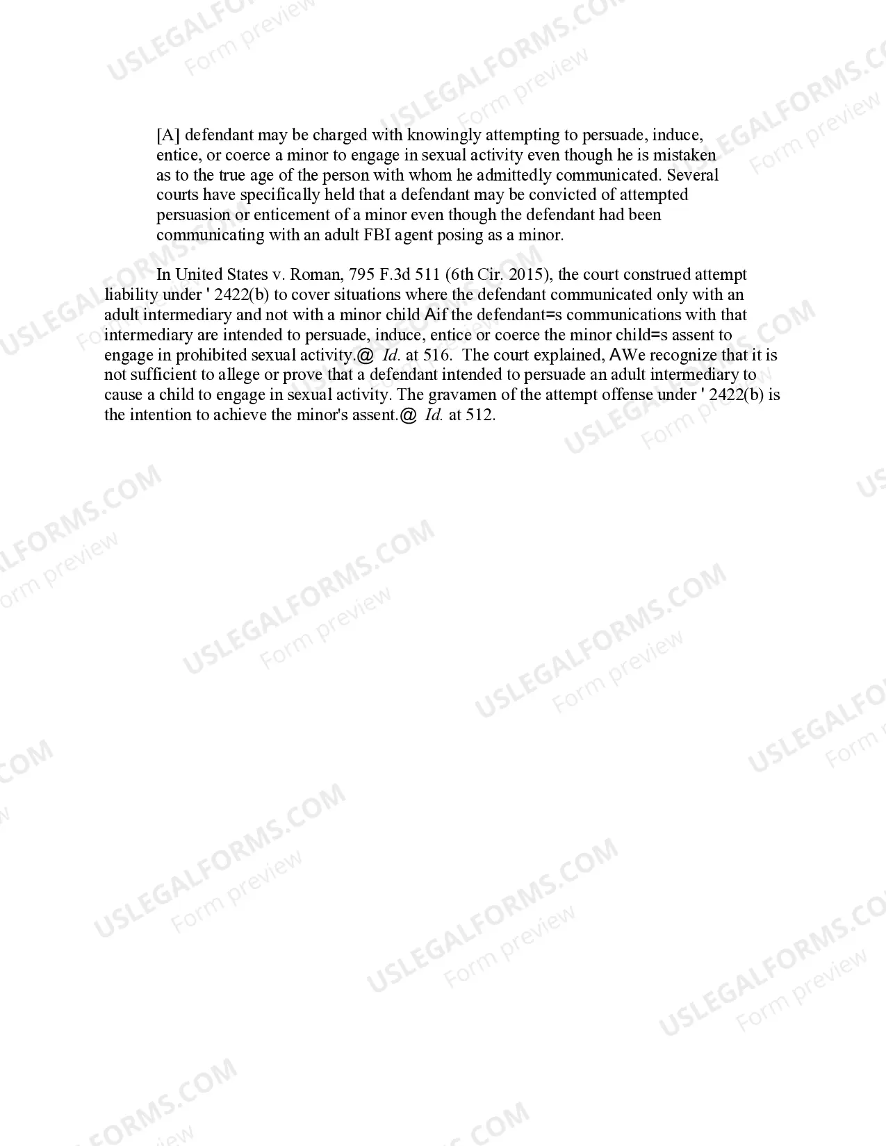 Preview COERCION AND ENTICEMENT: PERSUADING A MINOR TO ENGAGE IN PROSTITUTION OR UNLAWFUL SEXUAL ACTIVITY