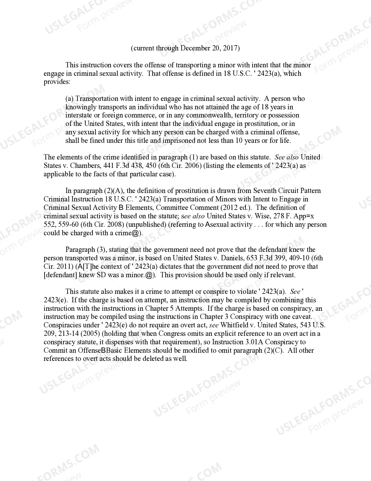 Preview TRANSPORTING A MINOR WITH INTENT THAT THE MINOR ENGAGE IN CRIMINAL SEXUAL ACTIVITY